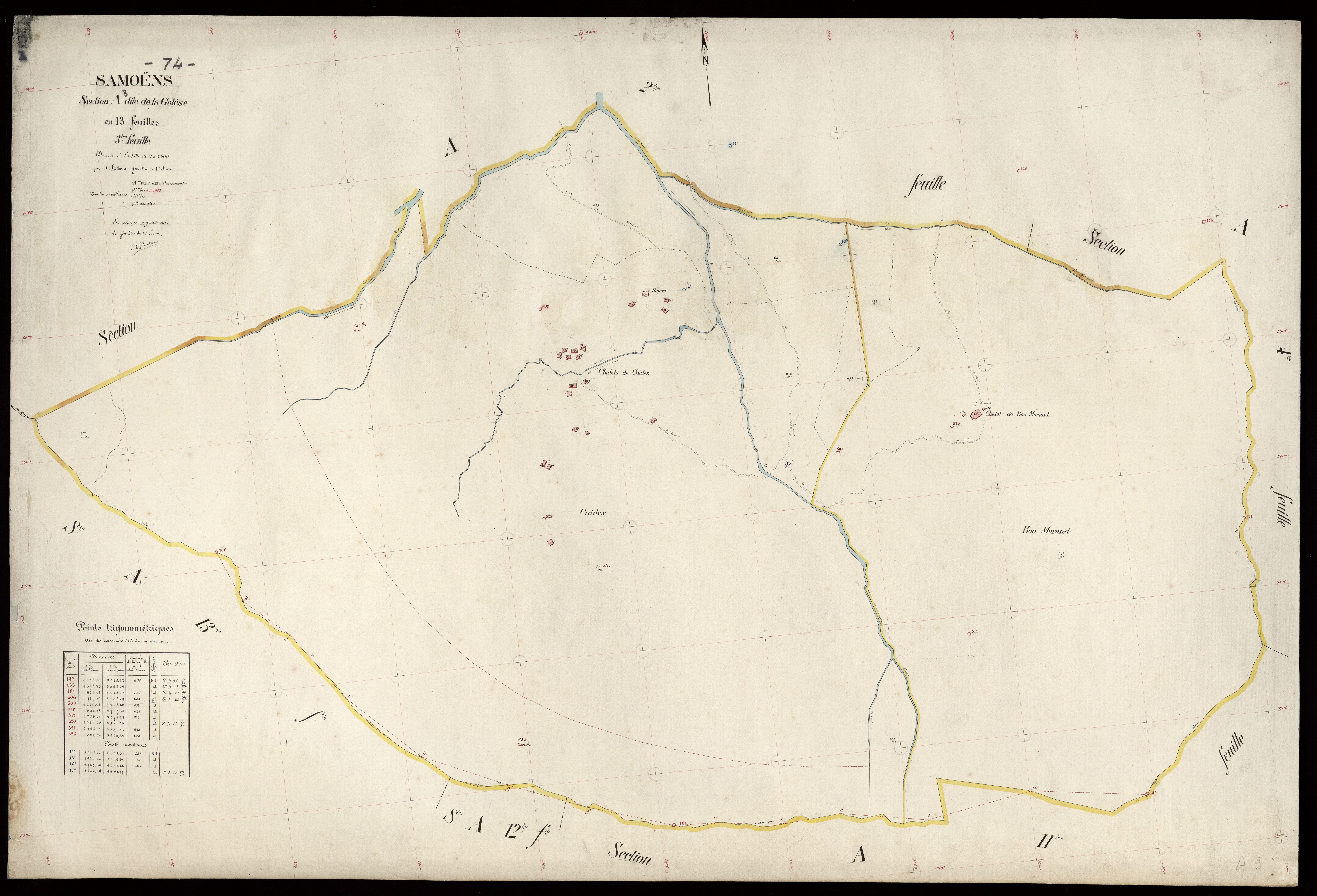 3 P 3 8003 - Feuille n° 4, parcelles n° 644 à 735 - 15 juillet 1921