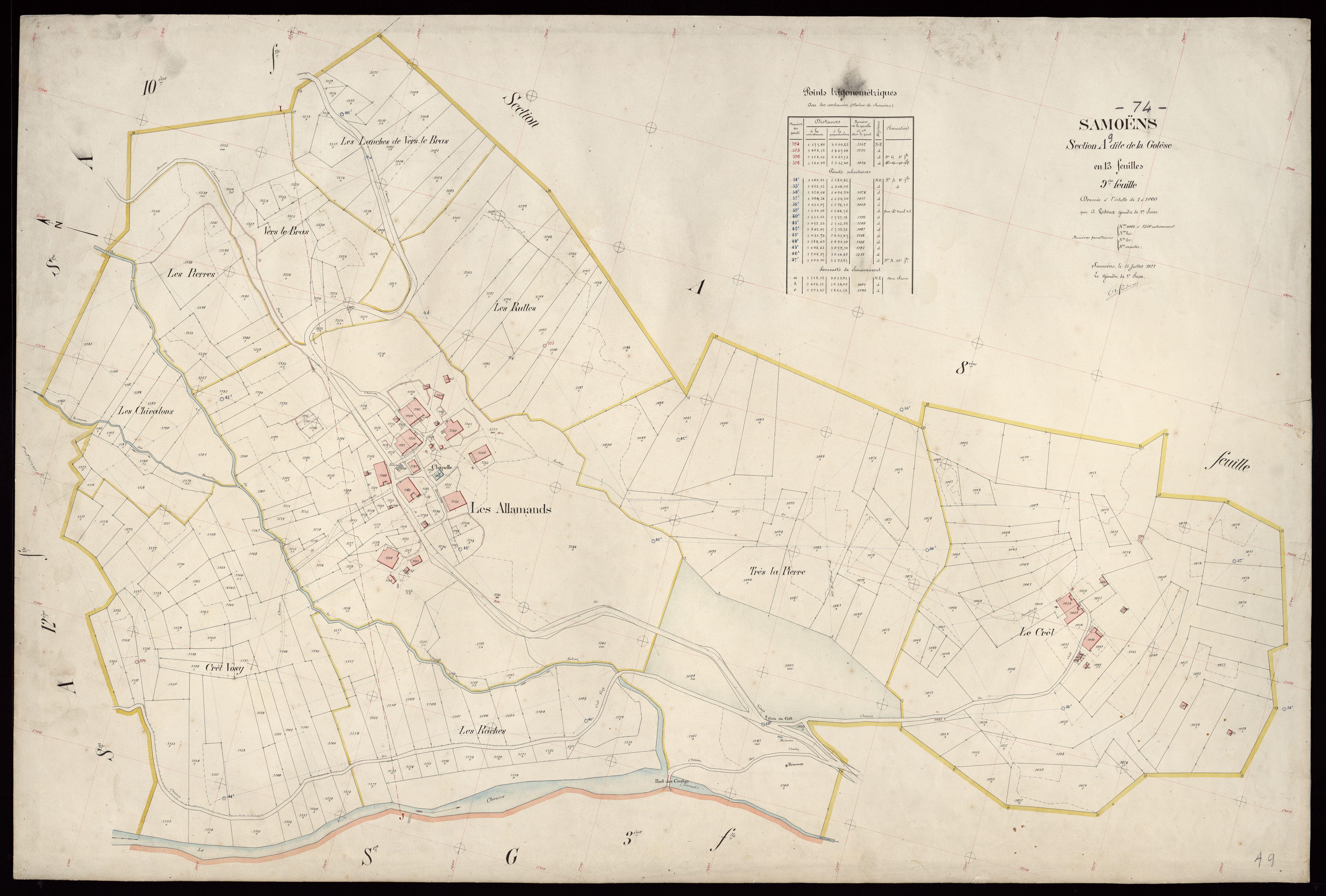 3 P 3 8009 - Feuille n° 10, parcelles n° 1351 à 1442 - 15 juillet 1921