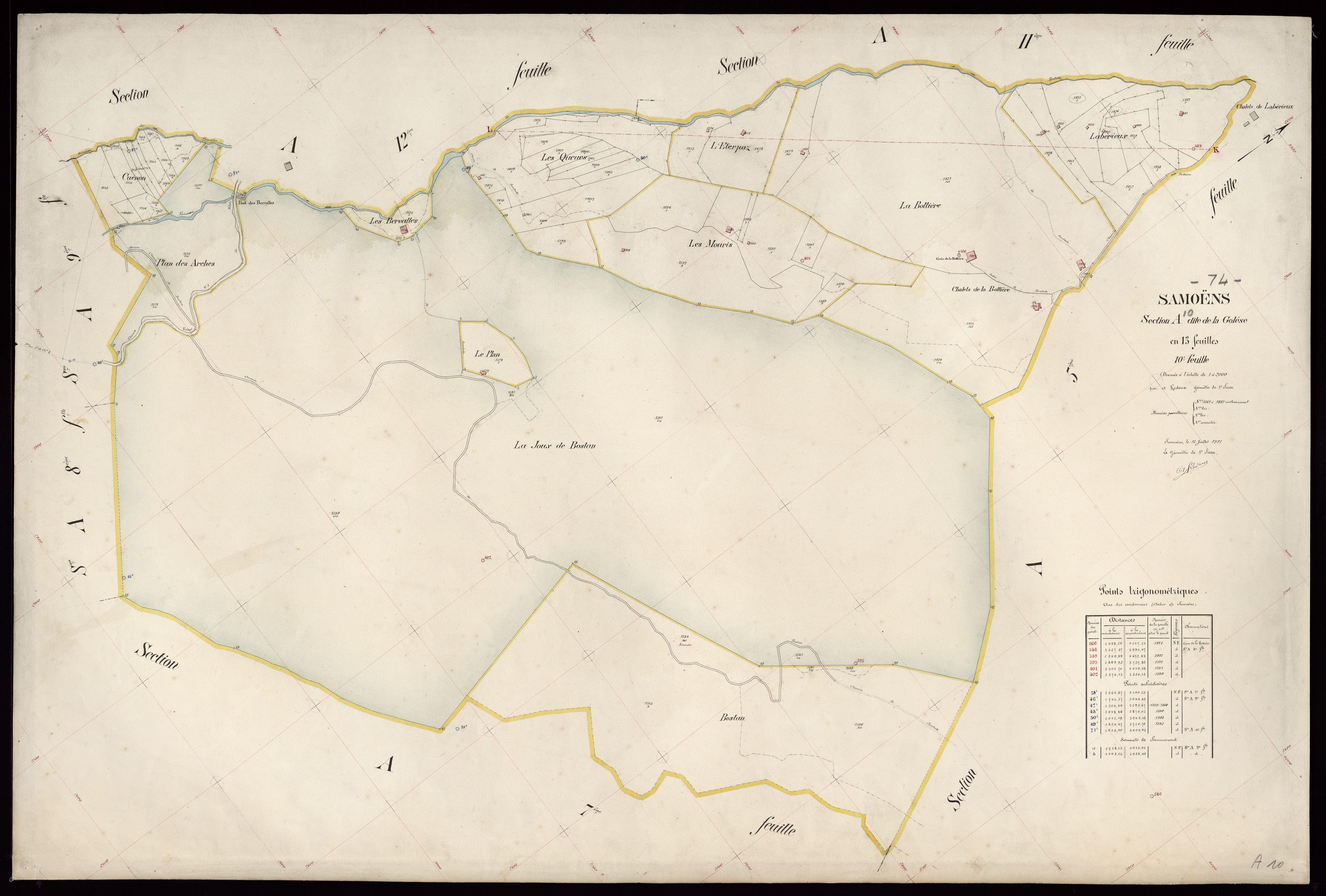 3 P 3 8010 - Feuille n° 11, parcelles n° 1443 à 1480 - 15 juillet 1921