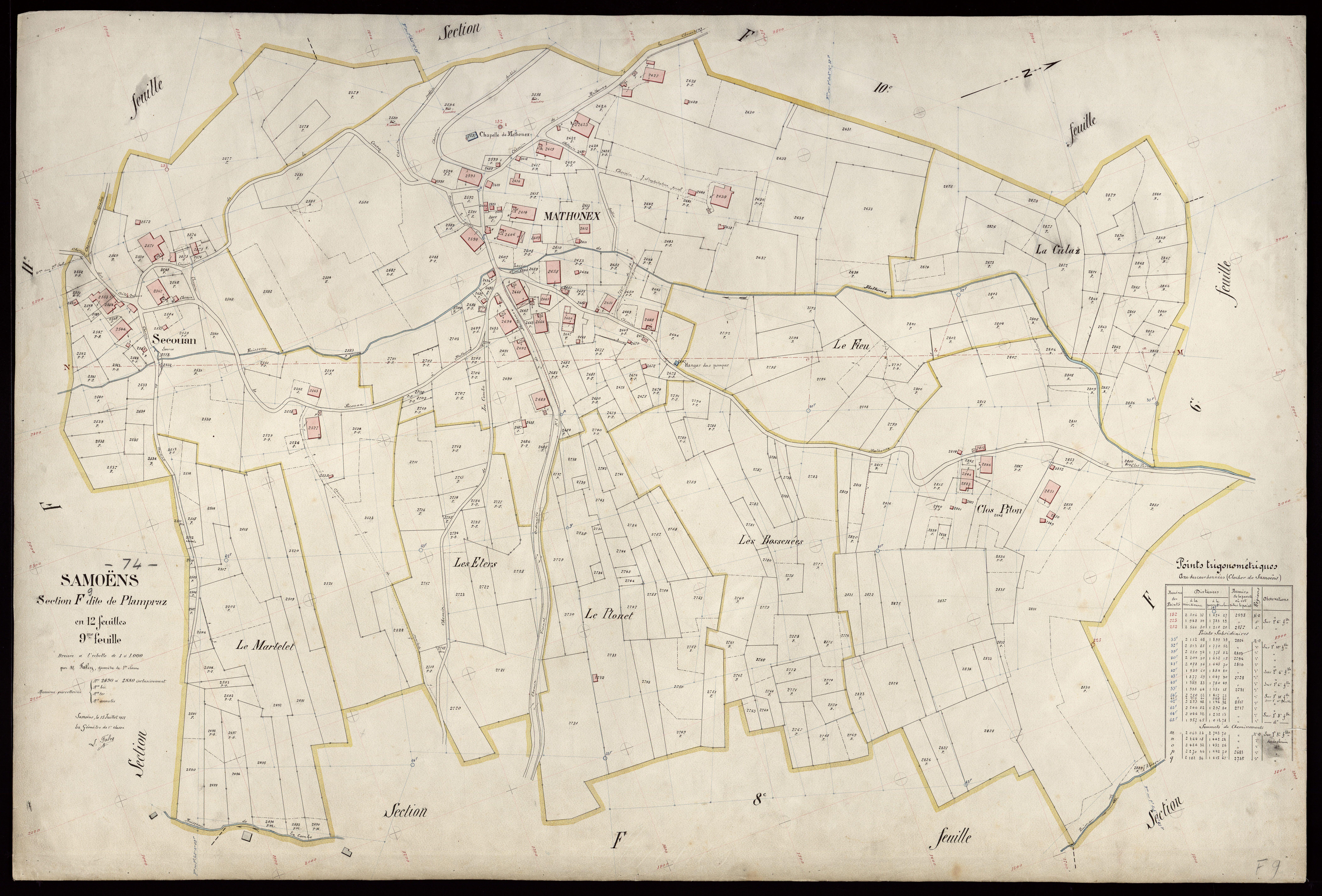 3 P 3 8052 - Feuille n° 10, parcelles n° 2881 à 3047 - 15 juillet 1921