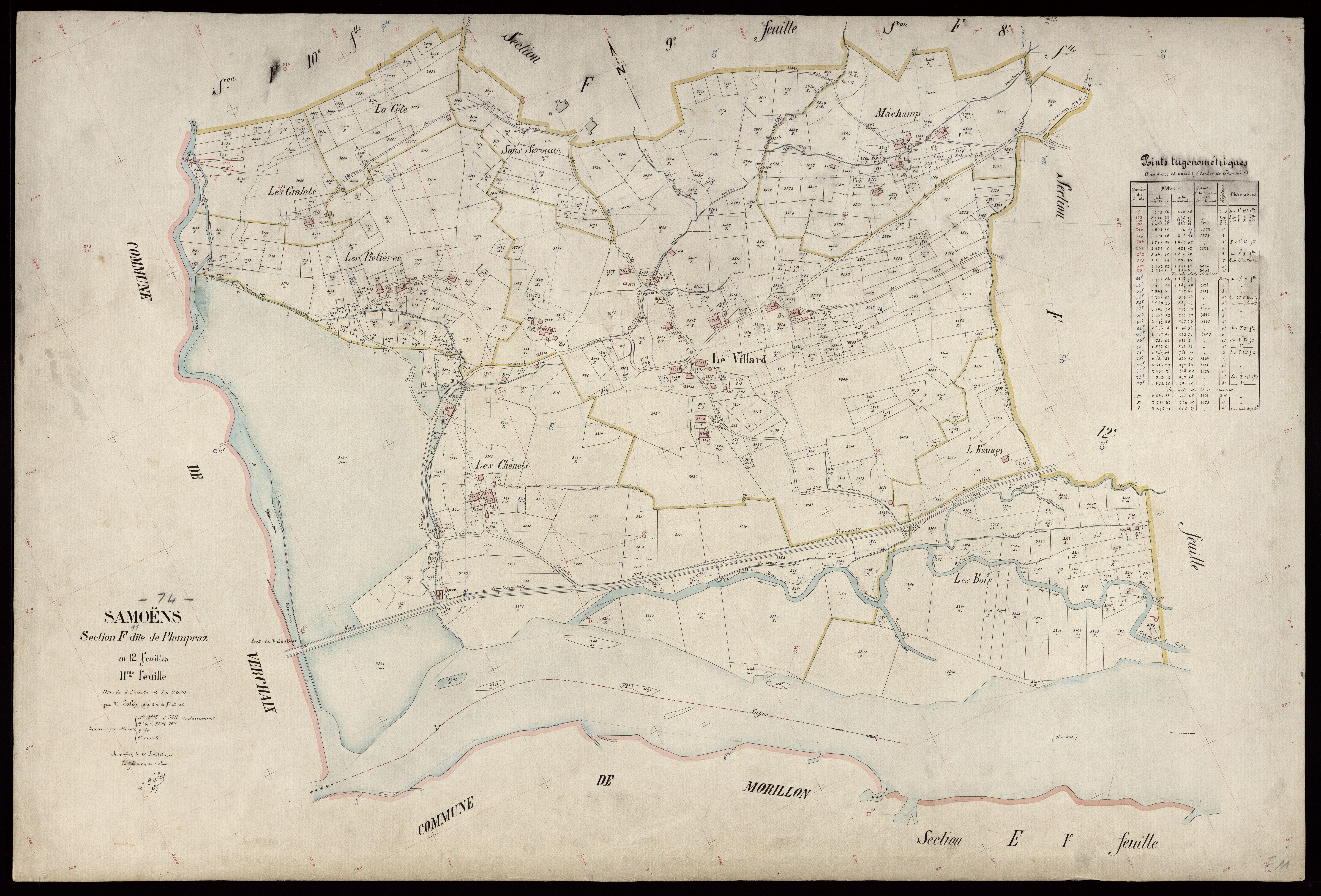 3 P 3 8054 - Feuille n° 12, parcelles n° 3612 à 3934 - 15 juillet 1921