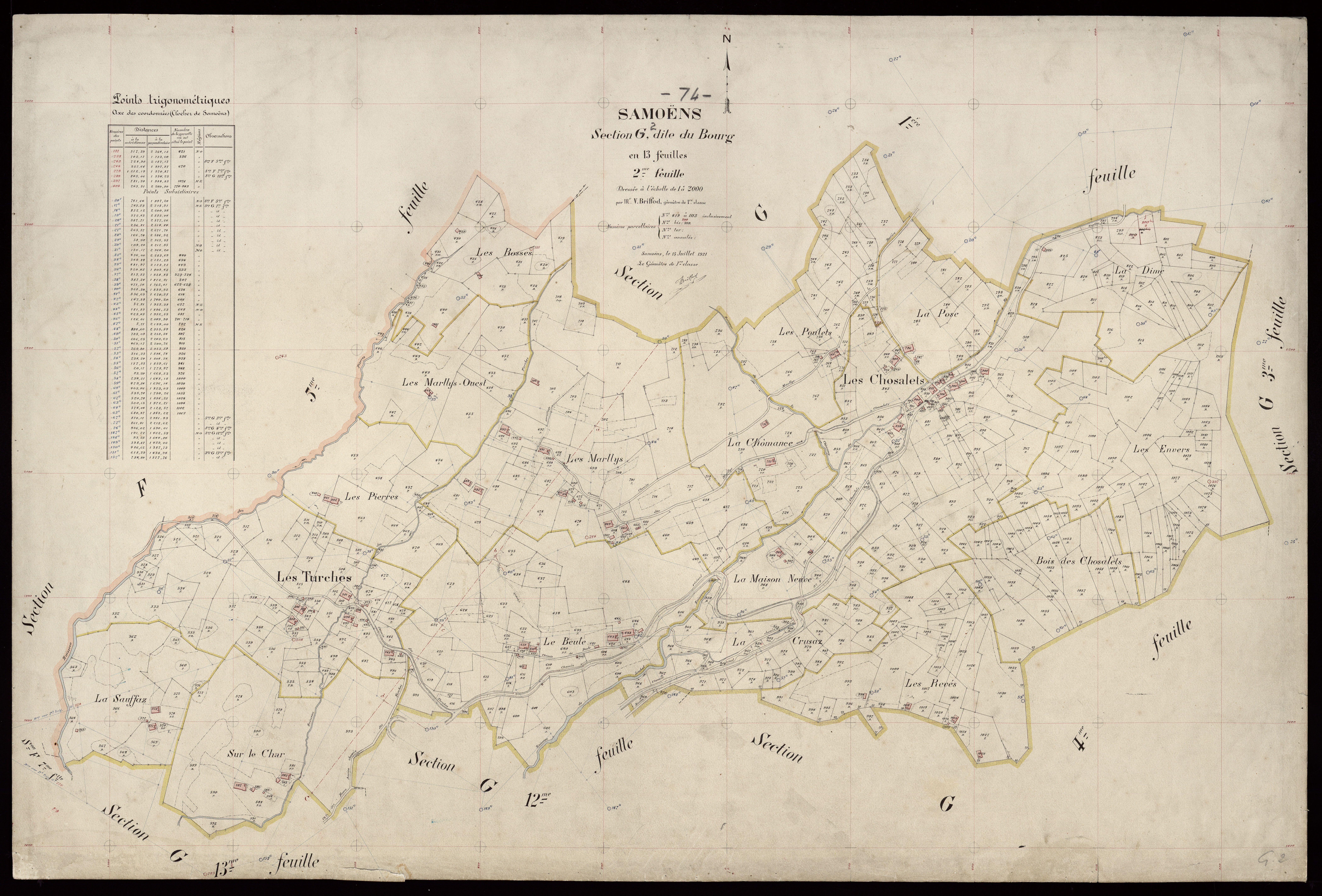 3 P 3 8057 - Feuille n° 3, parcelles n° 1114 à 1224 - 15 juillet 1921