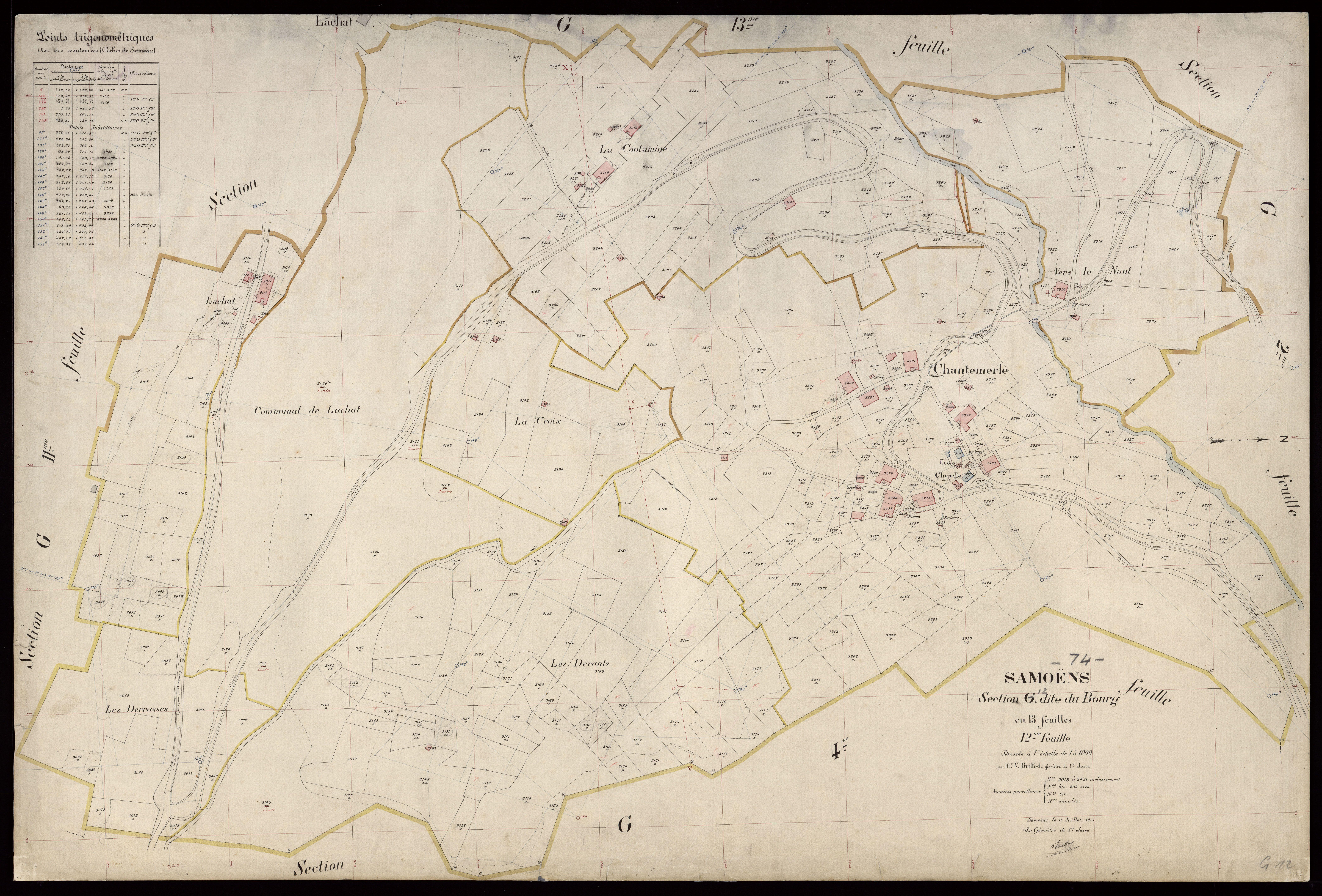 3 P 3 8067 - Feuille n° 13, parcelles n° 3432 à 3680 - 15 juillet 1921