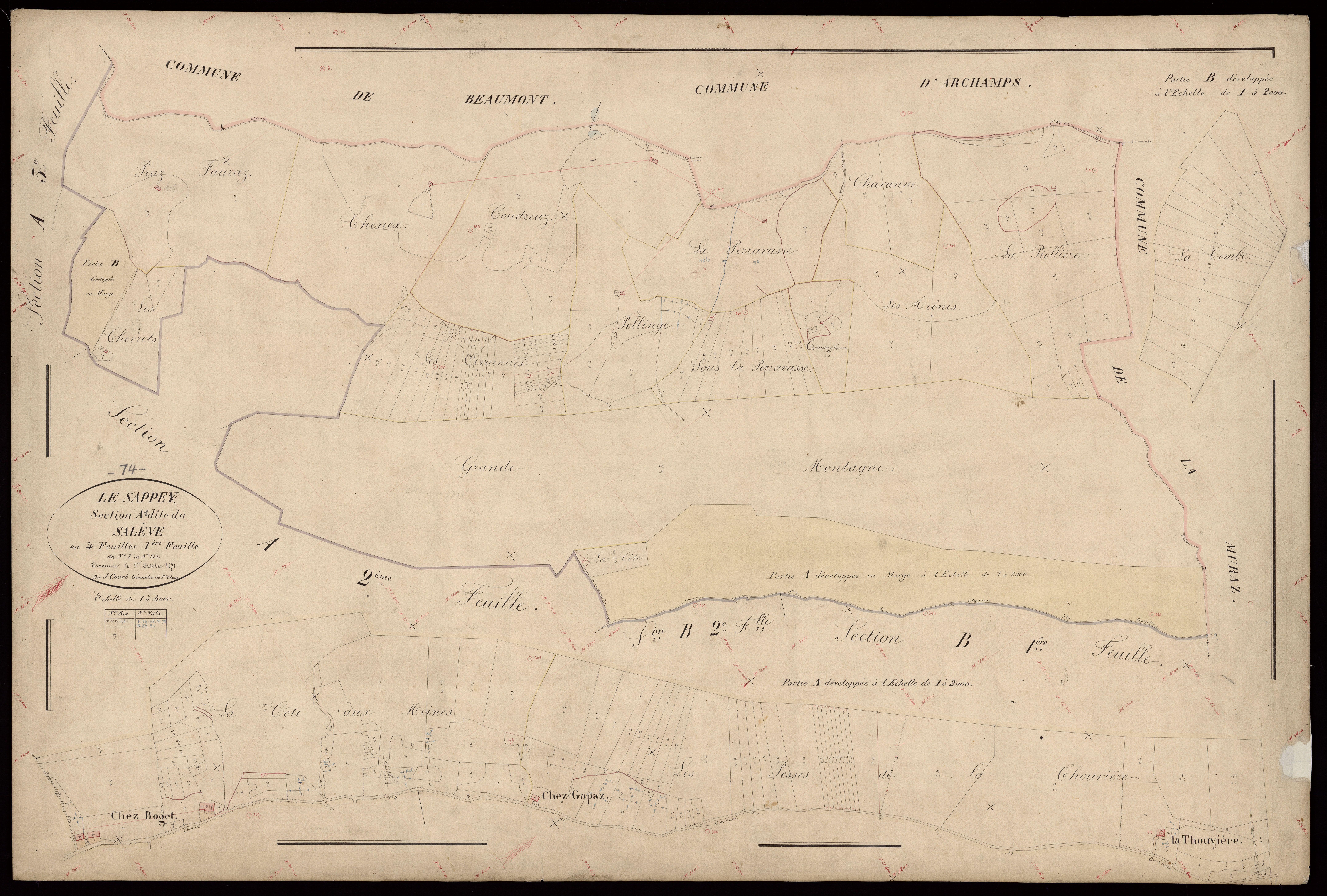 3 P 3 8081 - Feuille n° 2, parcelles n° 264 à 524 - 1er octobre 1871