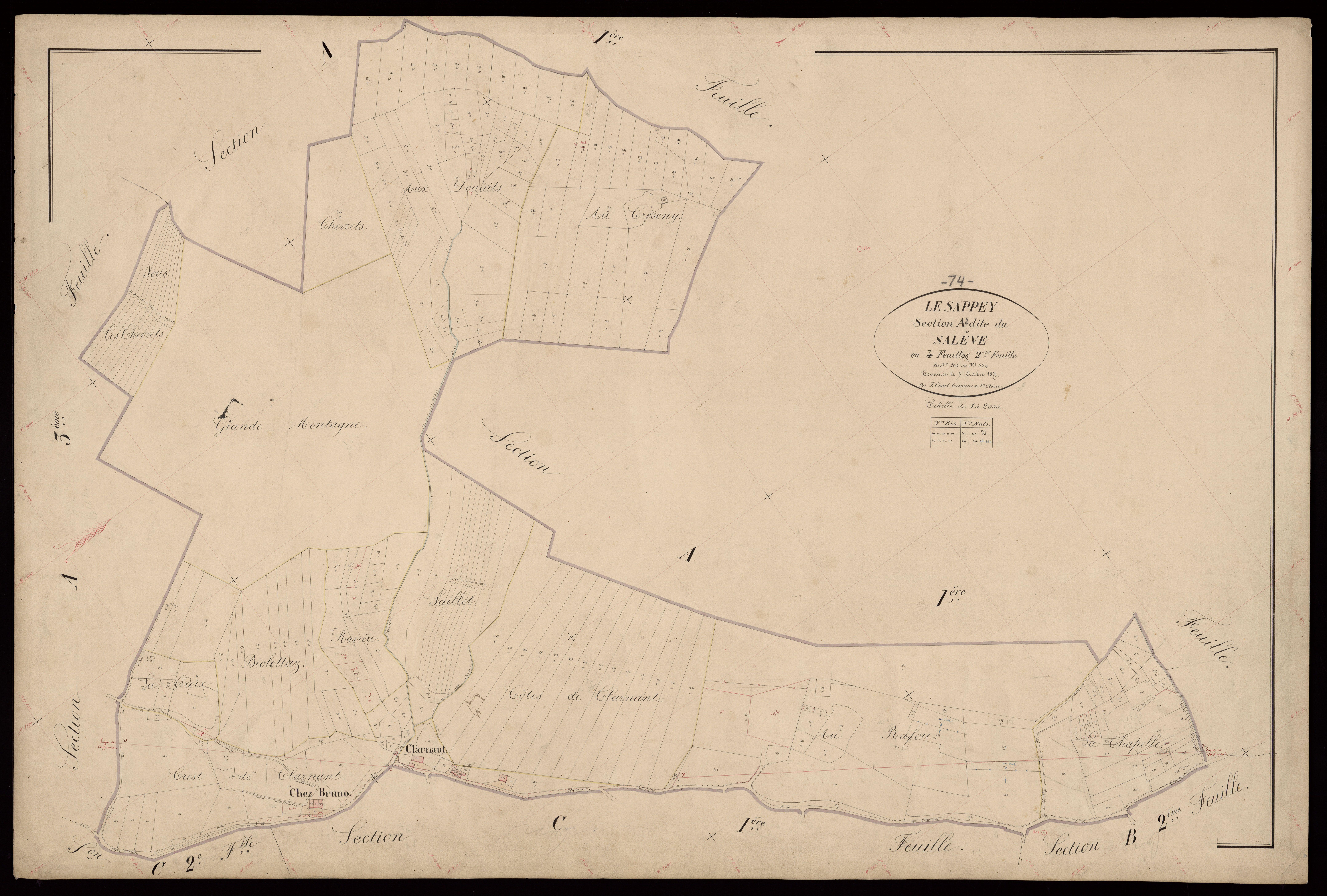 3 P 3 8082 - Feuille n° 3, parcelles n° 525 à 902 - 1er octobre 1871