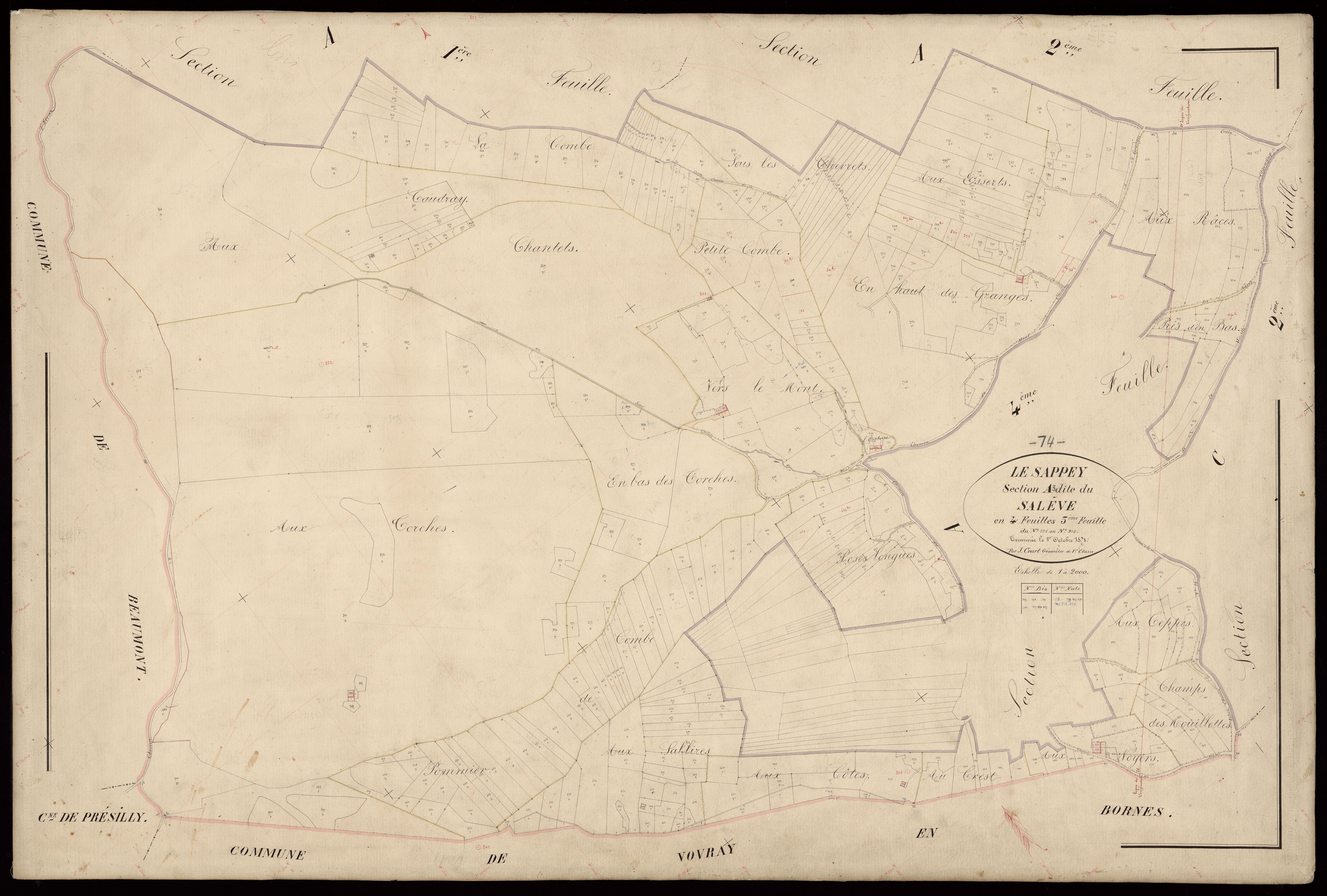 3 P 3 8083 - Feuille n° 4, parcelles n° 903 à 1117 - 1er octobre 1871