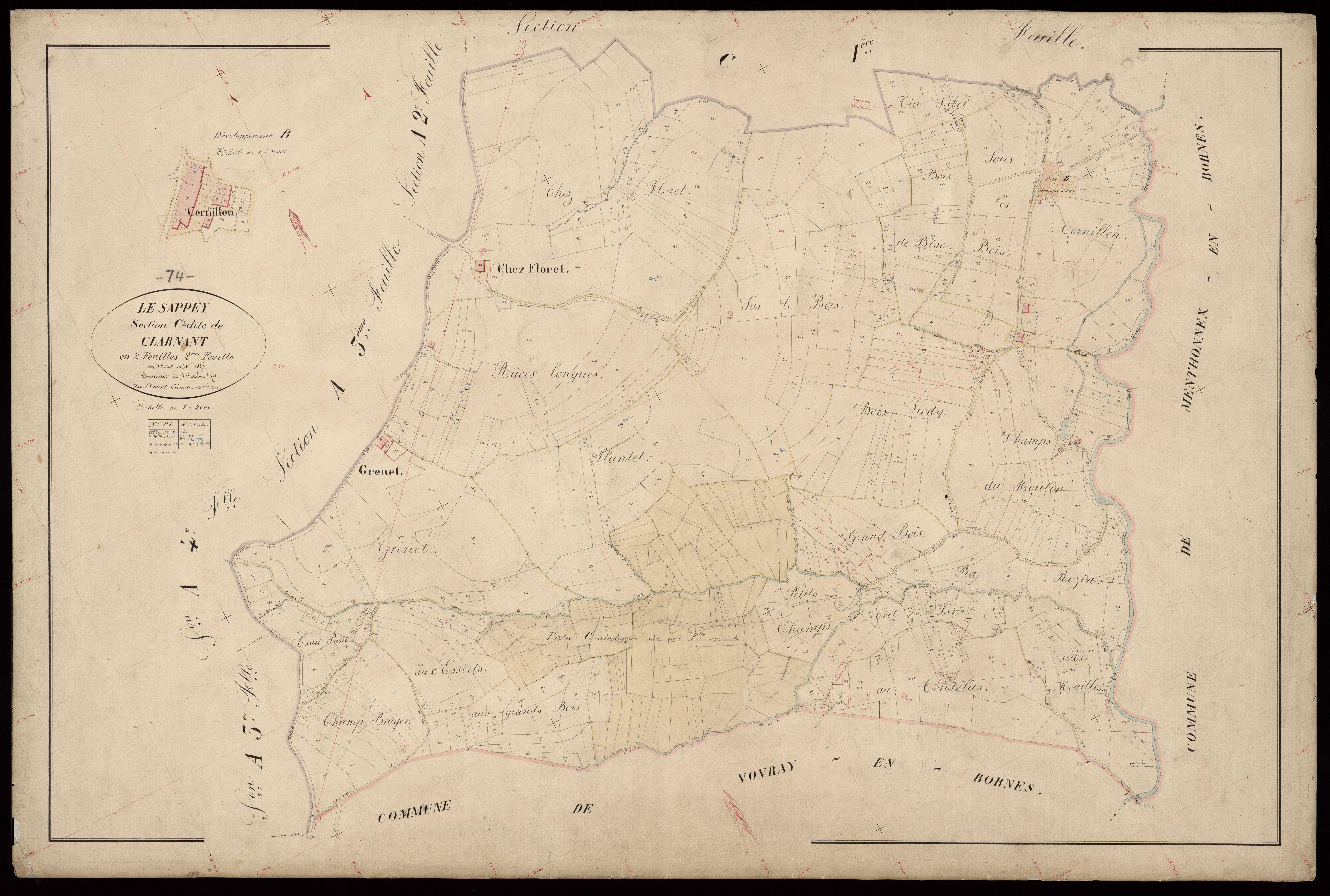 3 P 3 8089 - Feuille n° 2 bis, parcelles n° 436 à 493 et 965 à 1102 -