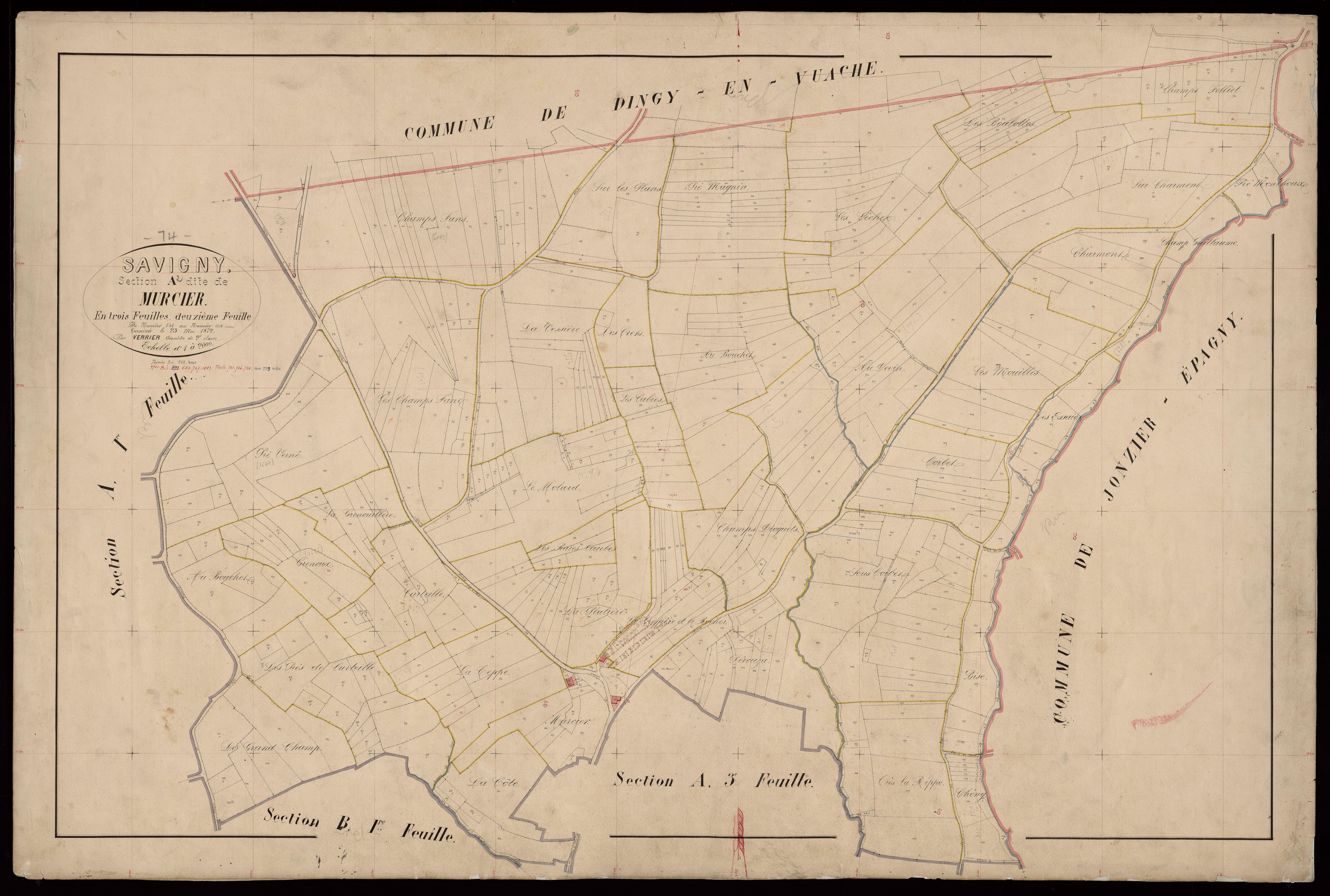 3 P 3 8093 - Feuille n° 3, parcelles n° 1119 à 1452 - 15 juin 1872