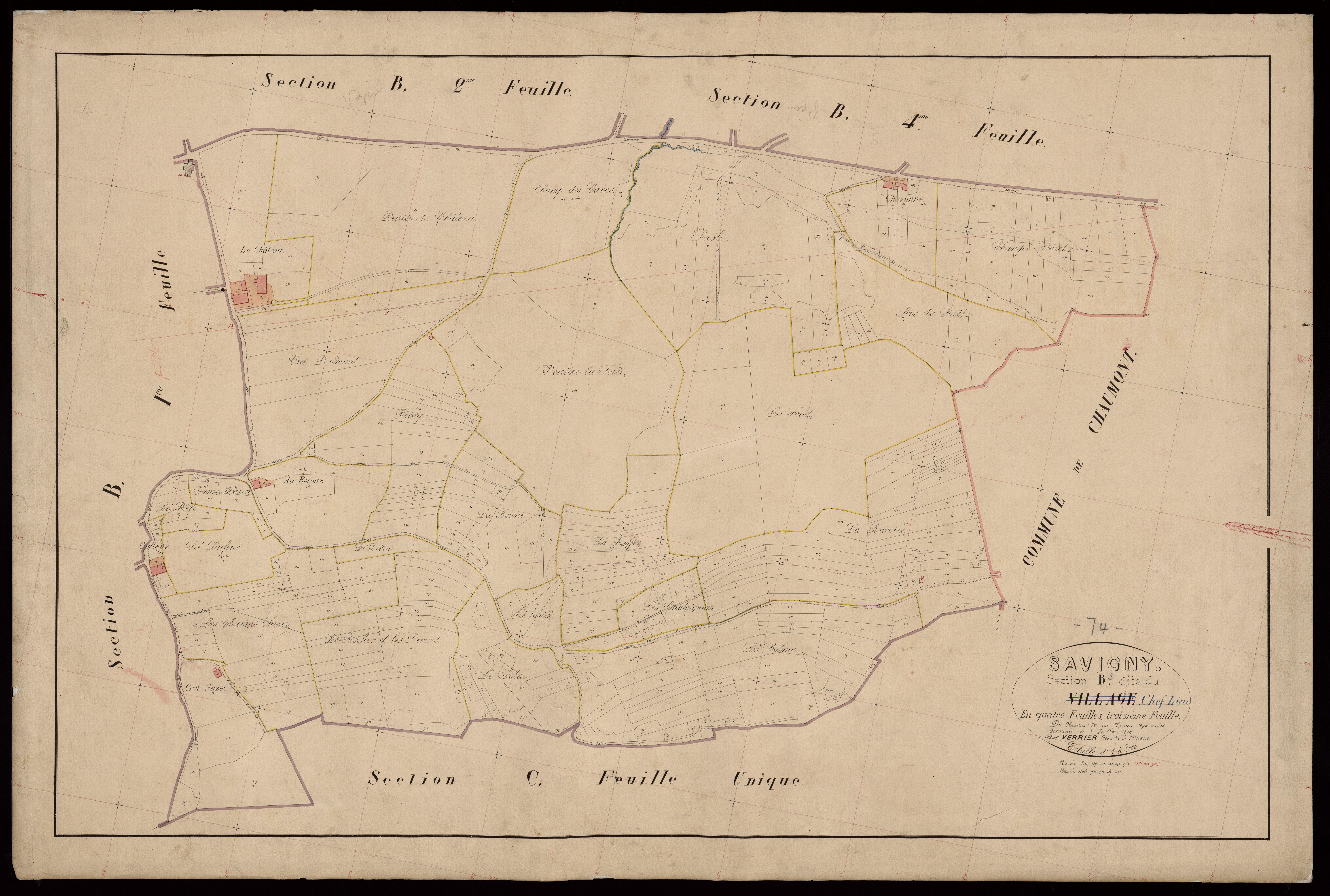 3 P 3 8095 - Feuille n° 2, parcelles n° 414 à 740 - 31 mai 1872