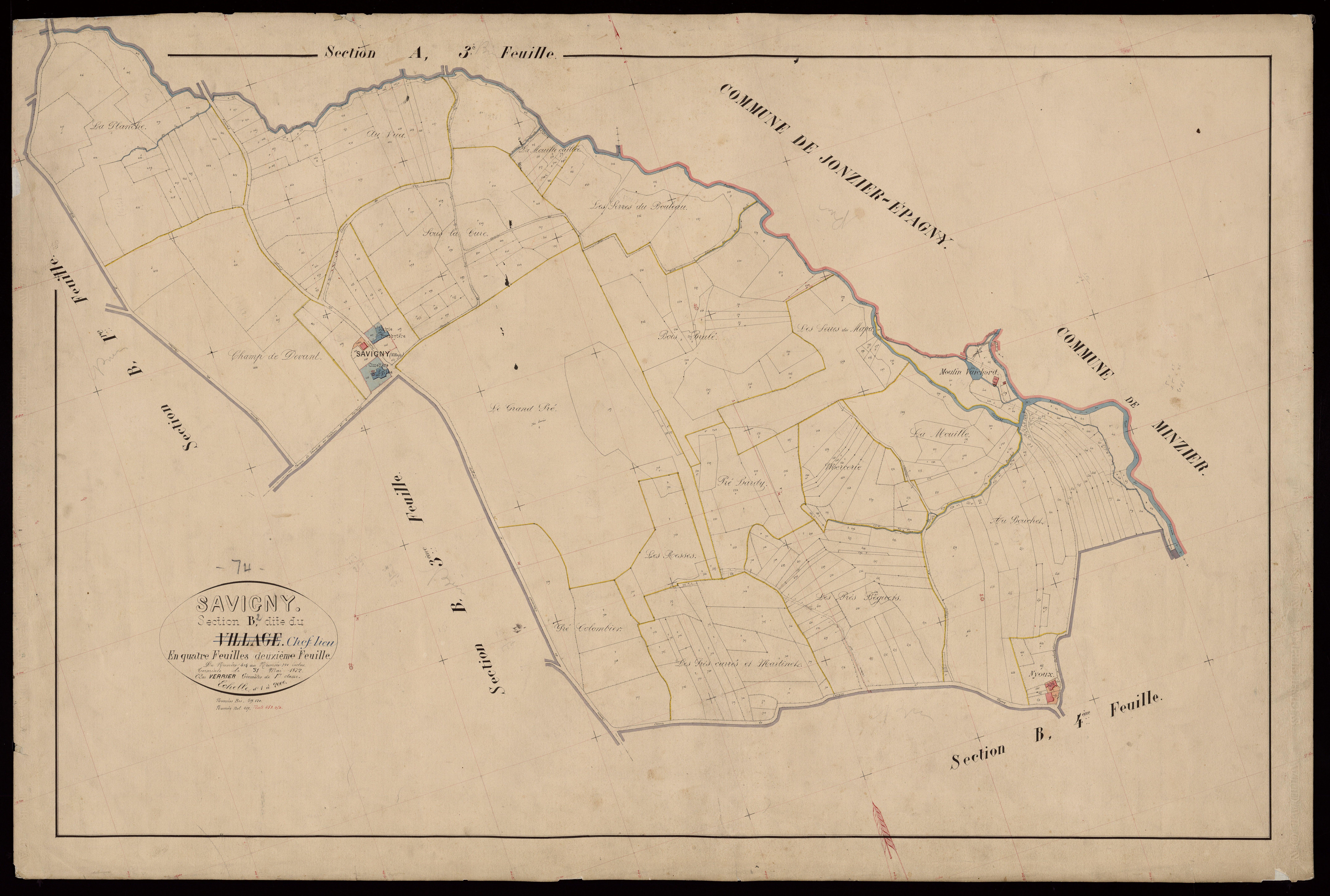 3 P 3 8096 - Feuille n° 3, parcelles n° 741 à 1096 - 3 juillet 1872