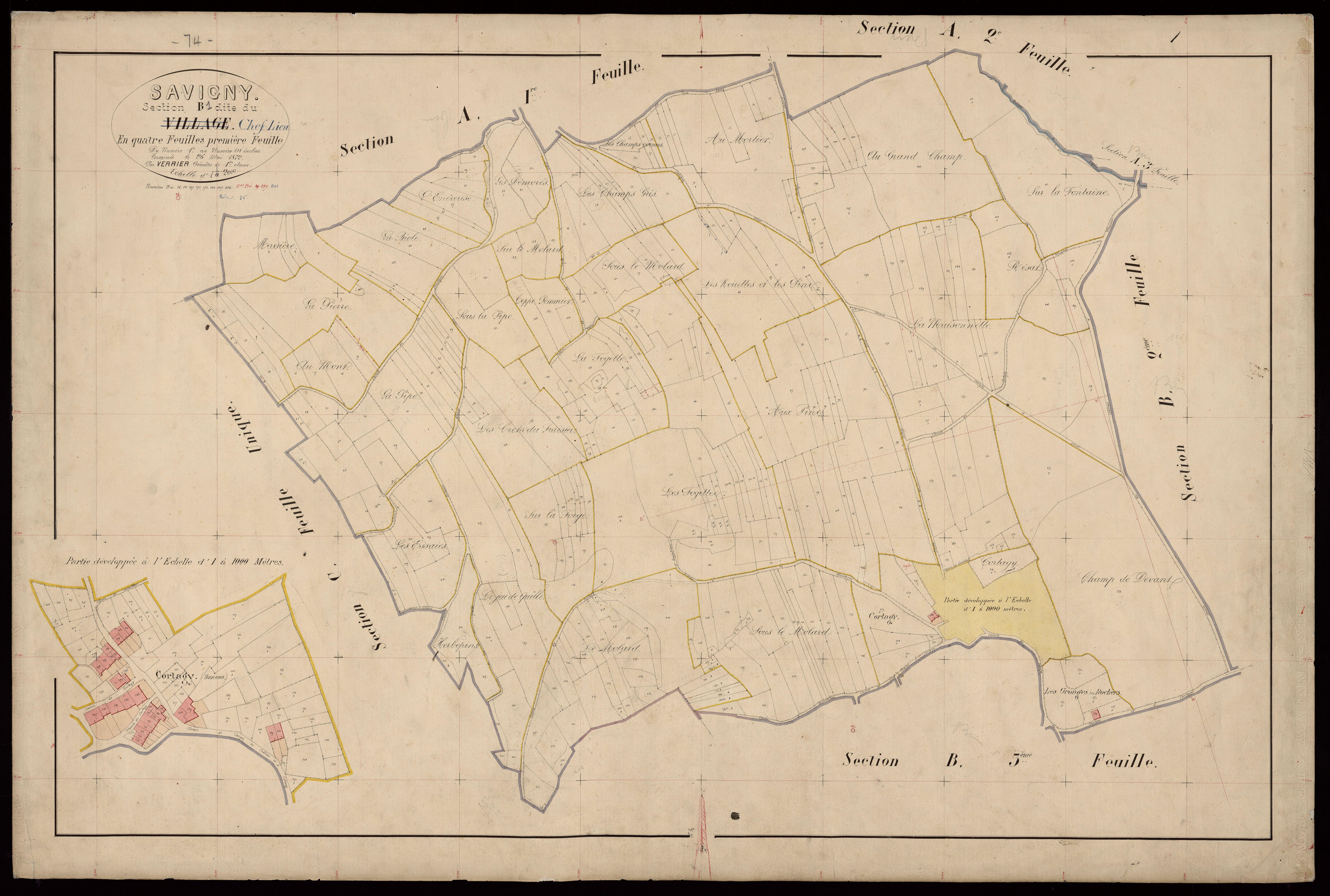 3 P 3 8097 - Feuille n° 4, parcelles n° 1097 à 1526 - 30 mai 1872