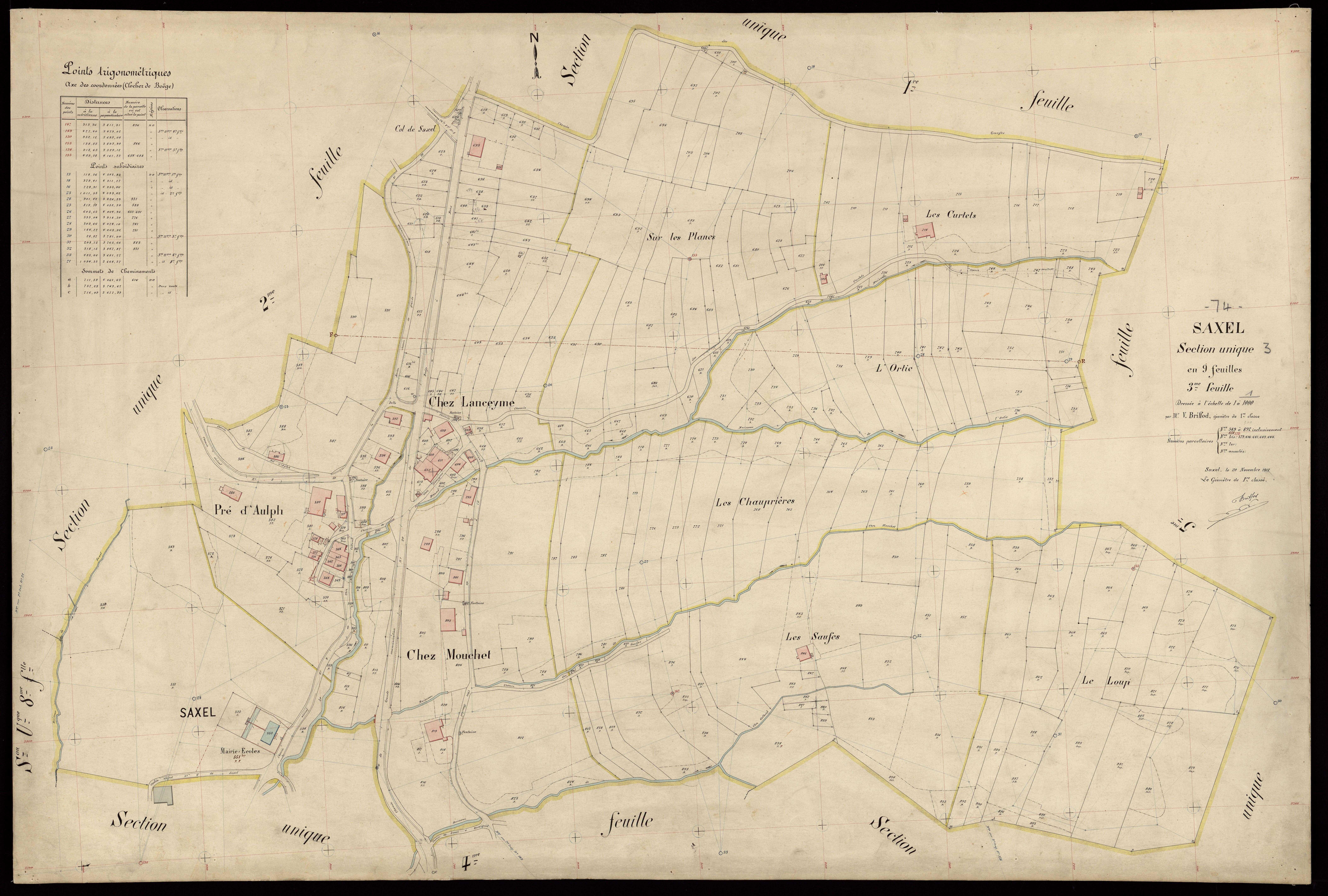 3 P 3 8103 - Feuille n° 4, parcelles n° 893 à 1257 - 20 novembre 1912