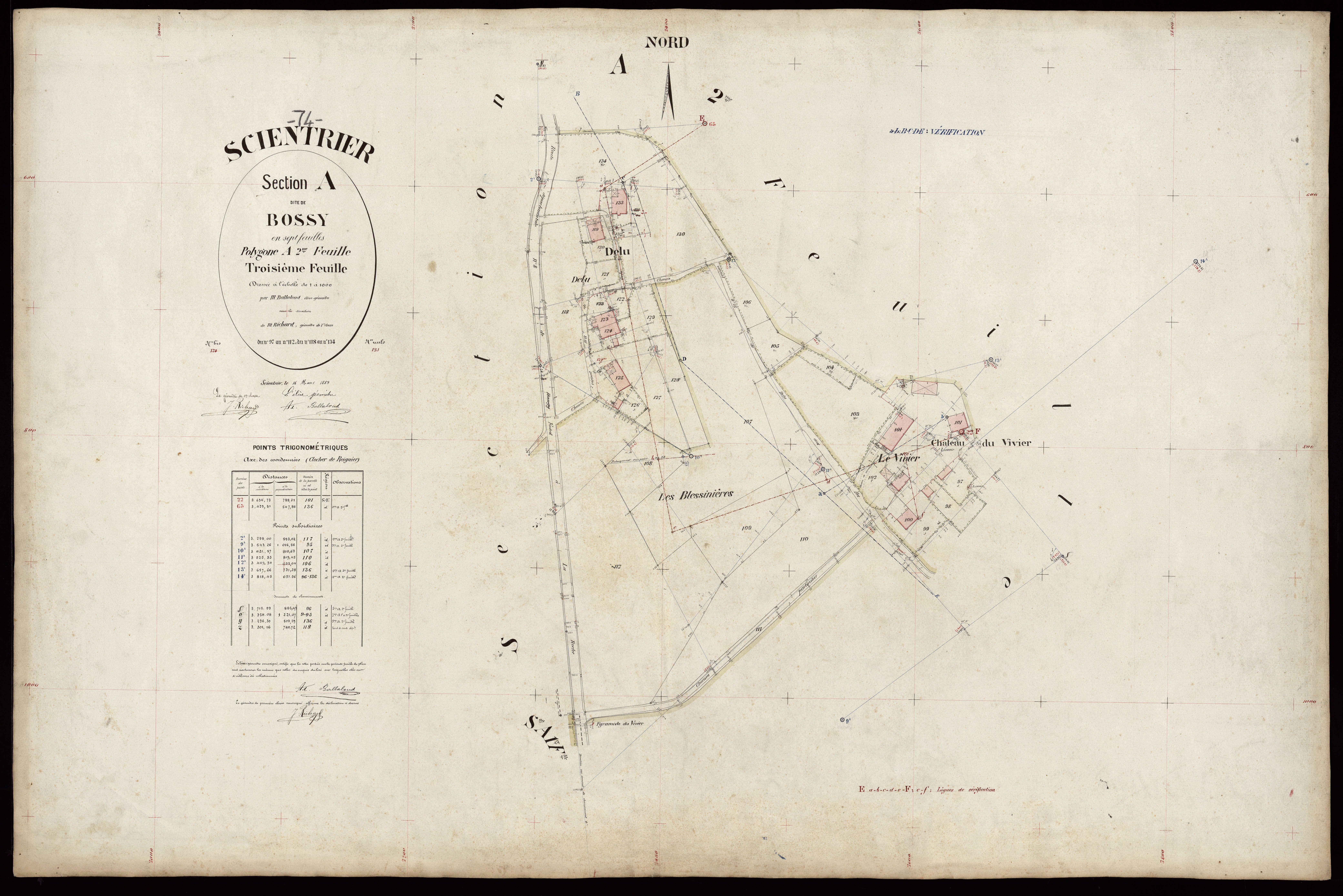 3 P 3 8113 - Feuille n° 4, parcelles n° 144 à 235 - 16 mars 1889