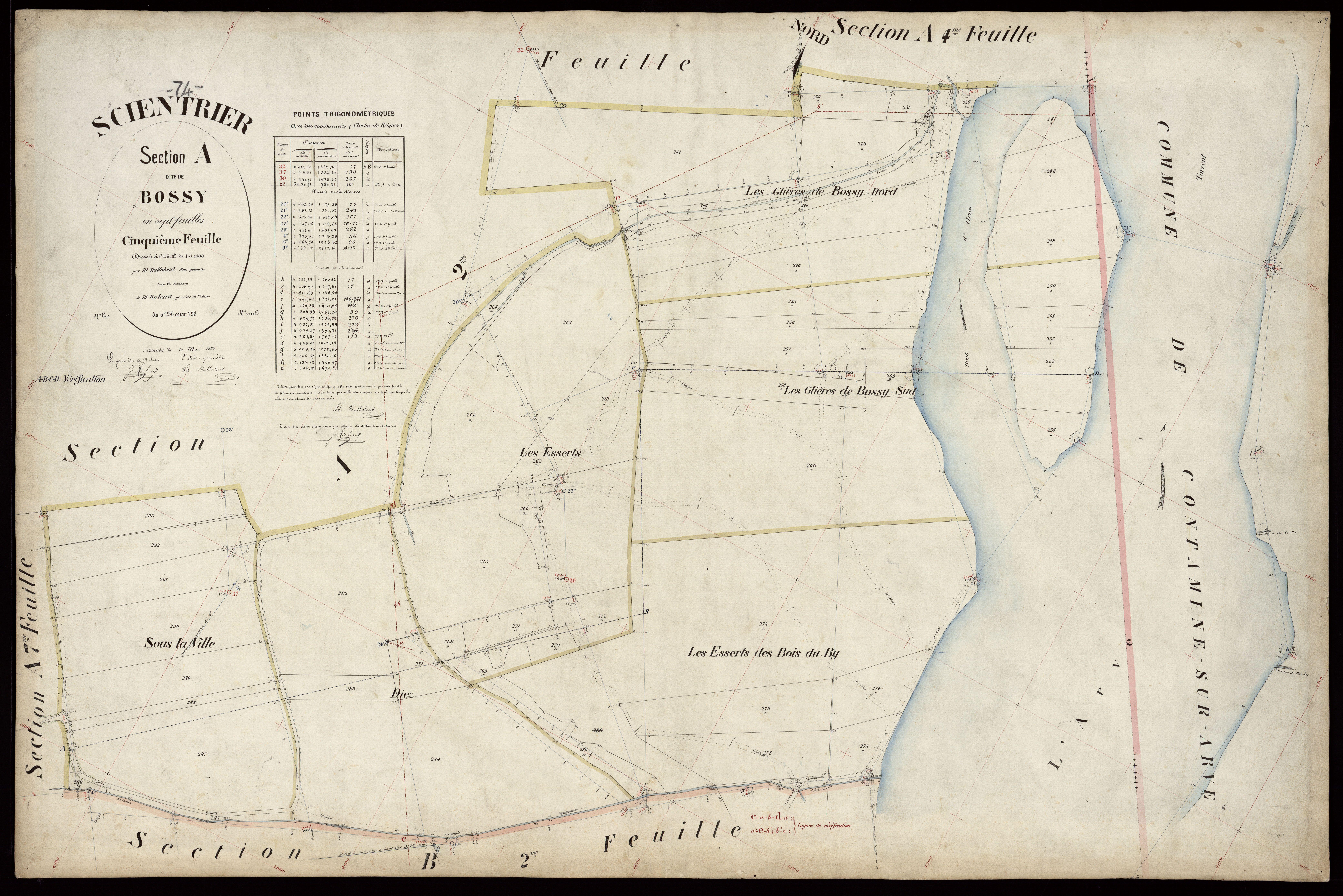 3 P 3 8115 - Feuille n° 6, parcelles n° 294 à 353 - 16 mars 1889