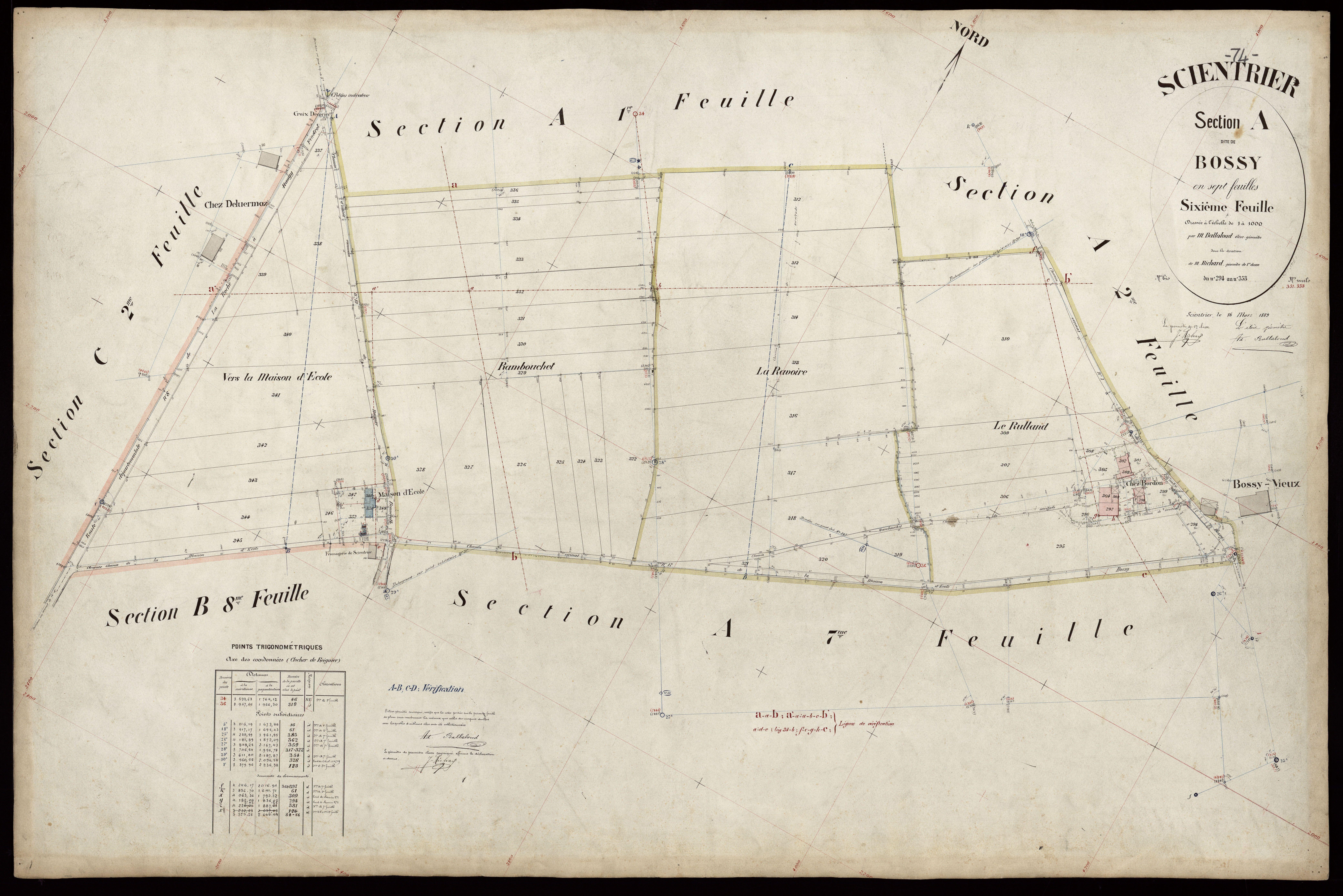3 P 3 8116 - Feuille n° 7, parcelles n° 354 à 406 - 16 mars 1889
