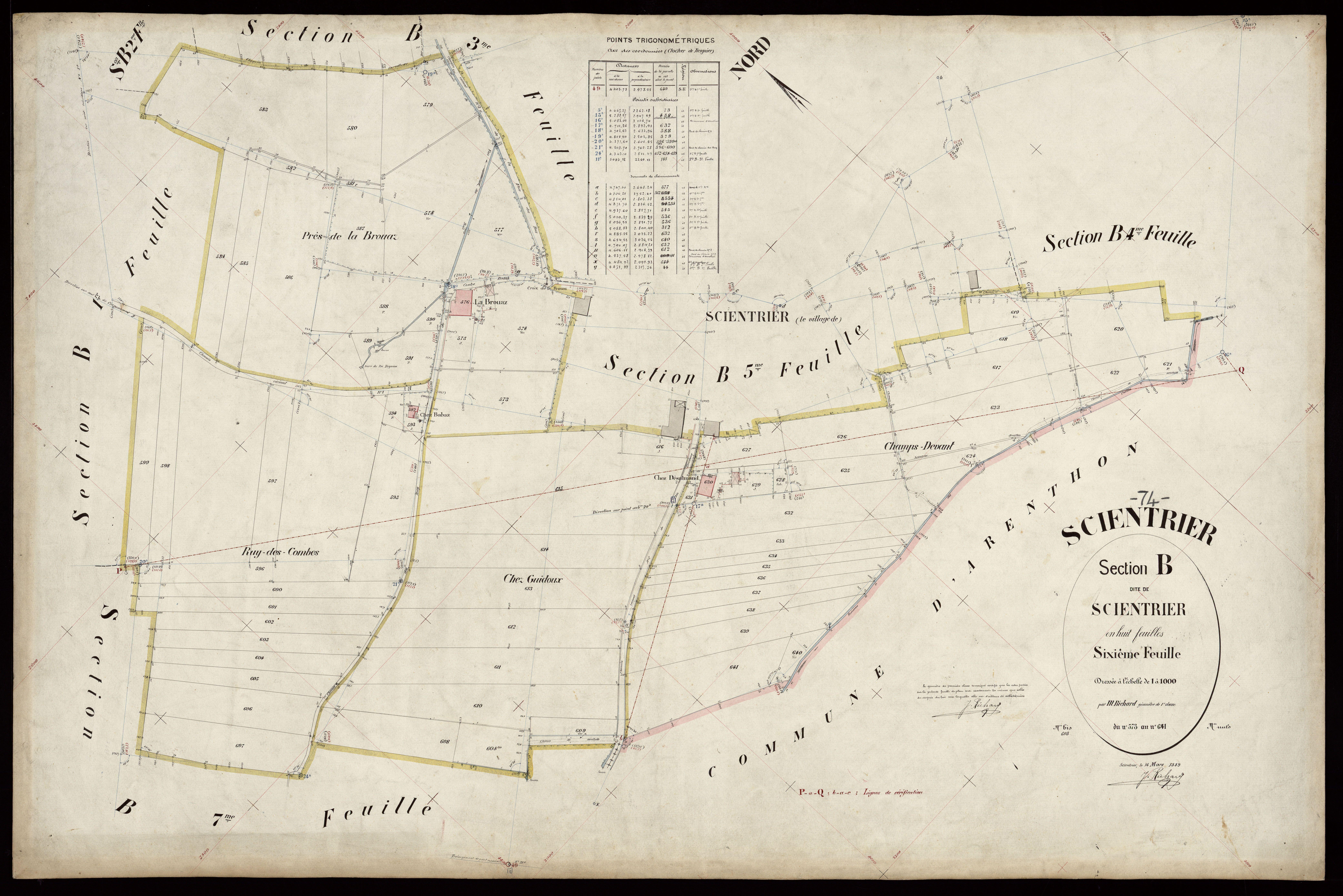 3 P 3 8123 - Feuille n° 7, parcelles n° 642 à 706 - 16 mars 1889