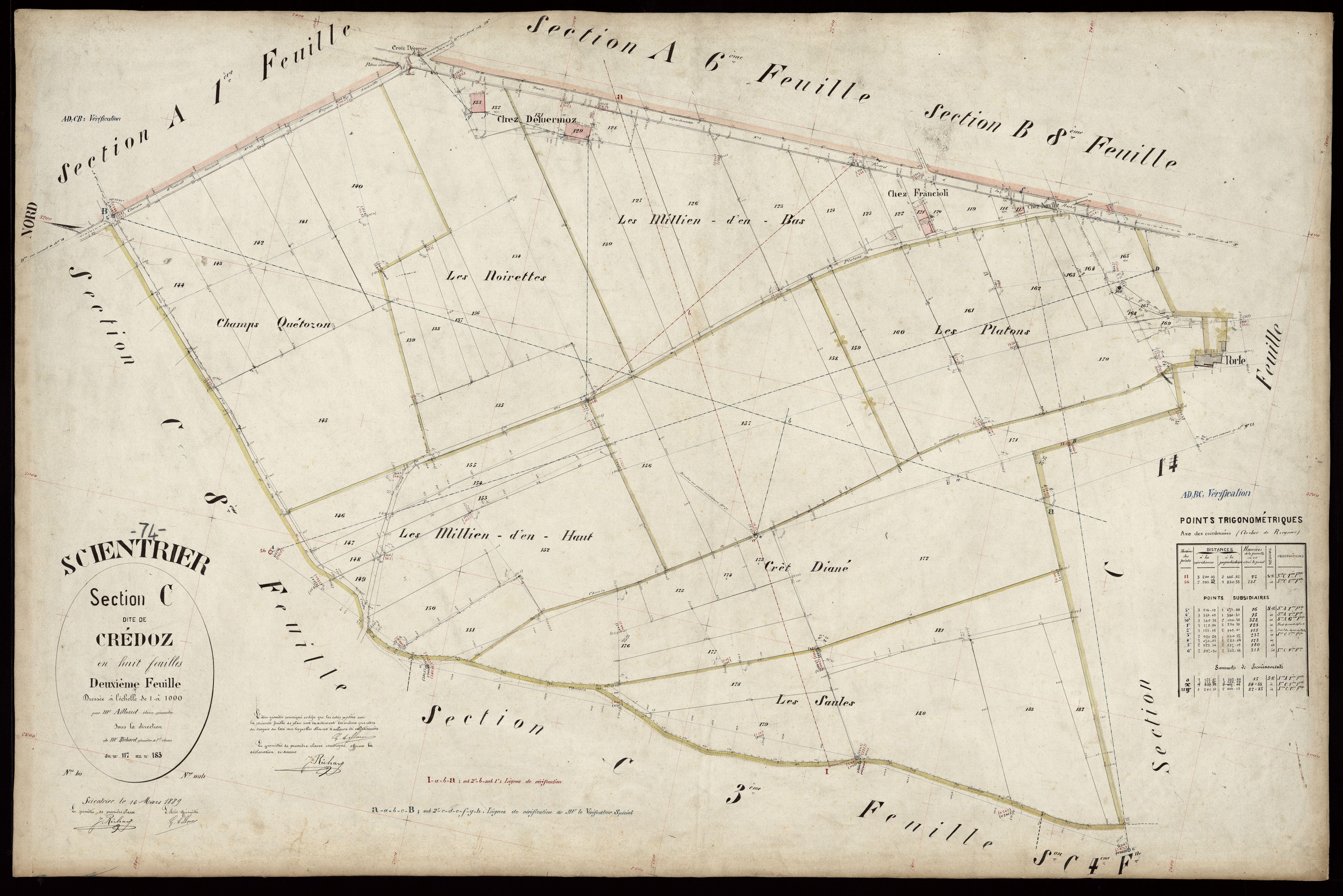 3 P 3 8127 - Feuille n° 3, parcelles n° 184 à 292 - 16 mars 1889
