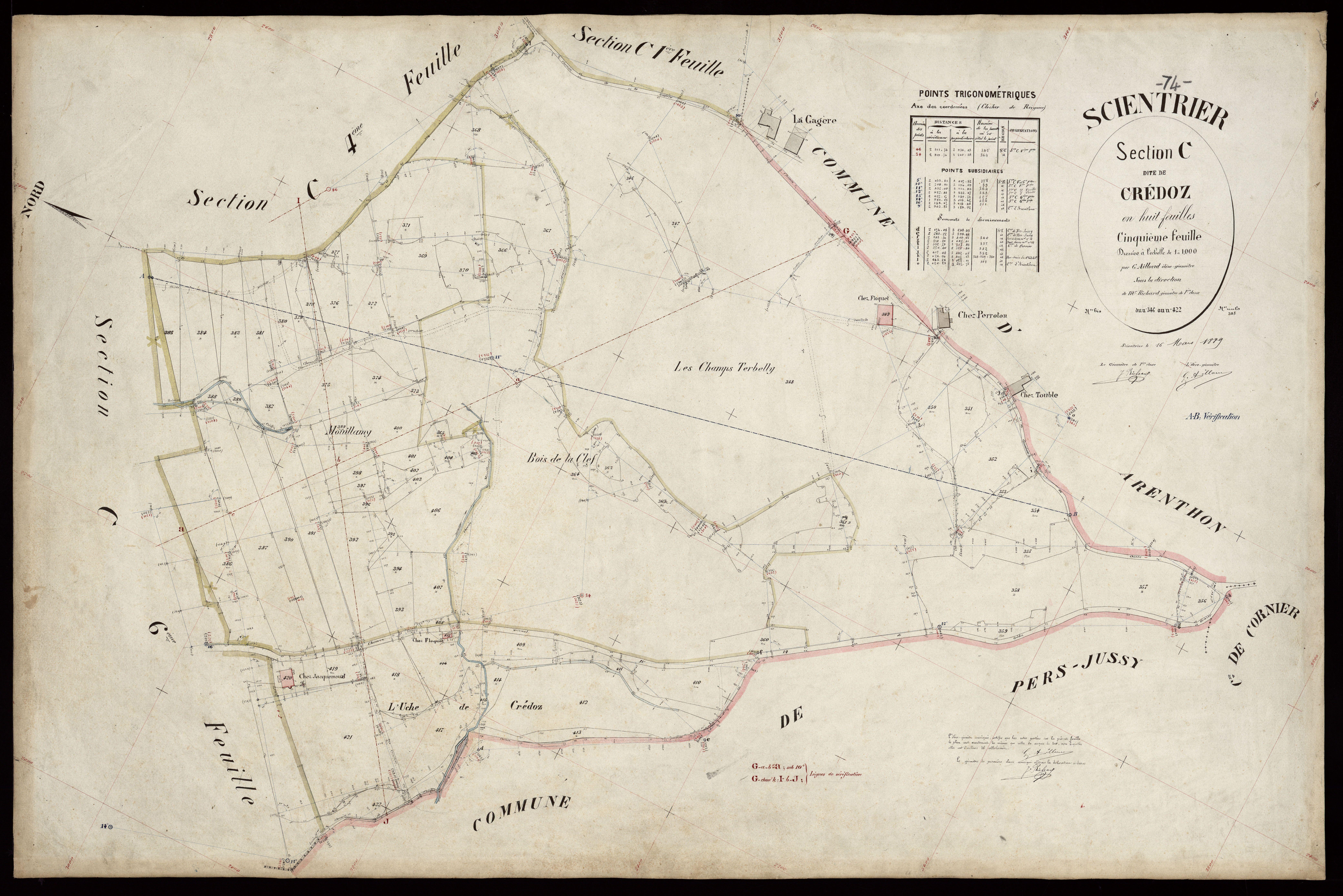 3 P 3 8130 - Feuille n° 6, parcelles n° 423 à 535 - 16 mars 1889