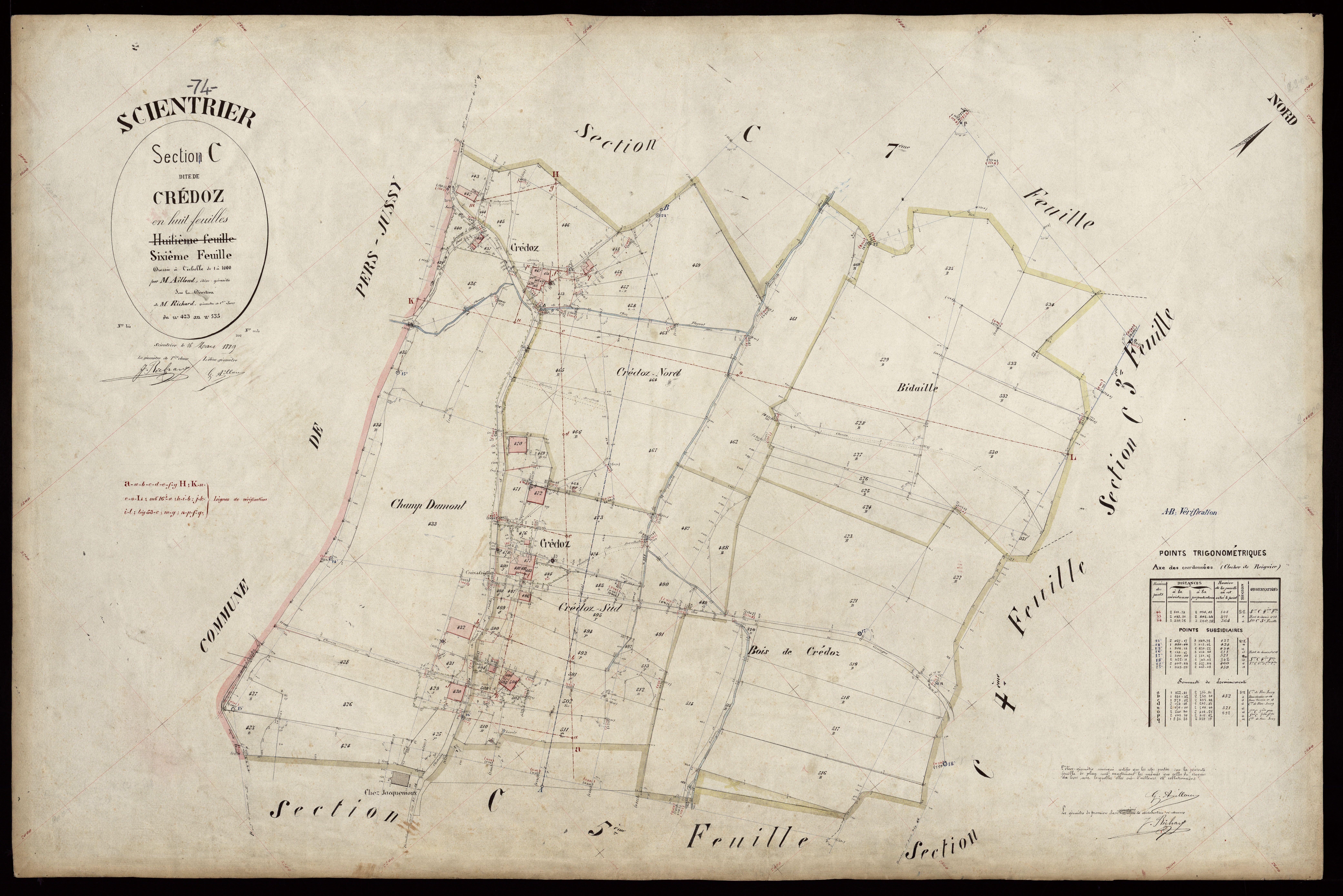 3 P 3 8131 - Feuille n° 7, parcelles n° 536 à 661 - 16 mars 1889