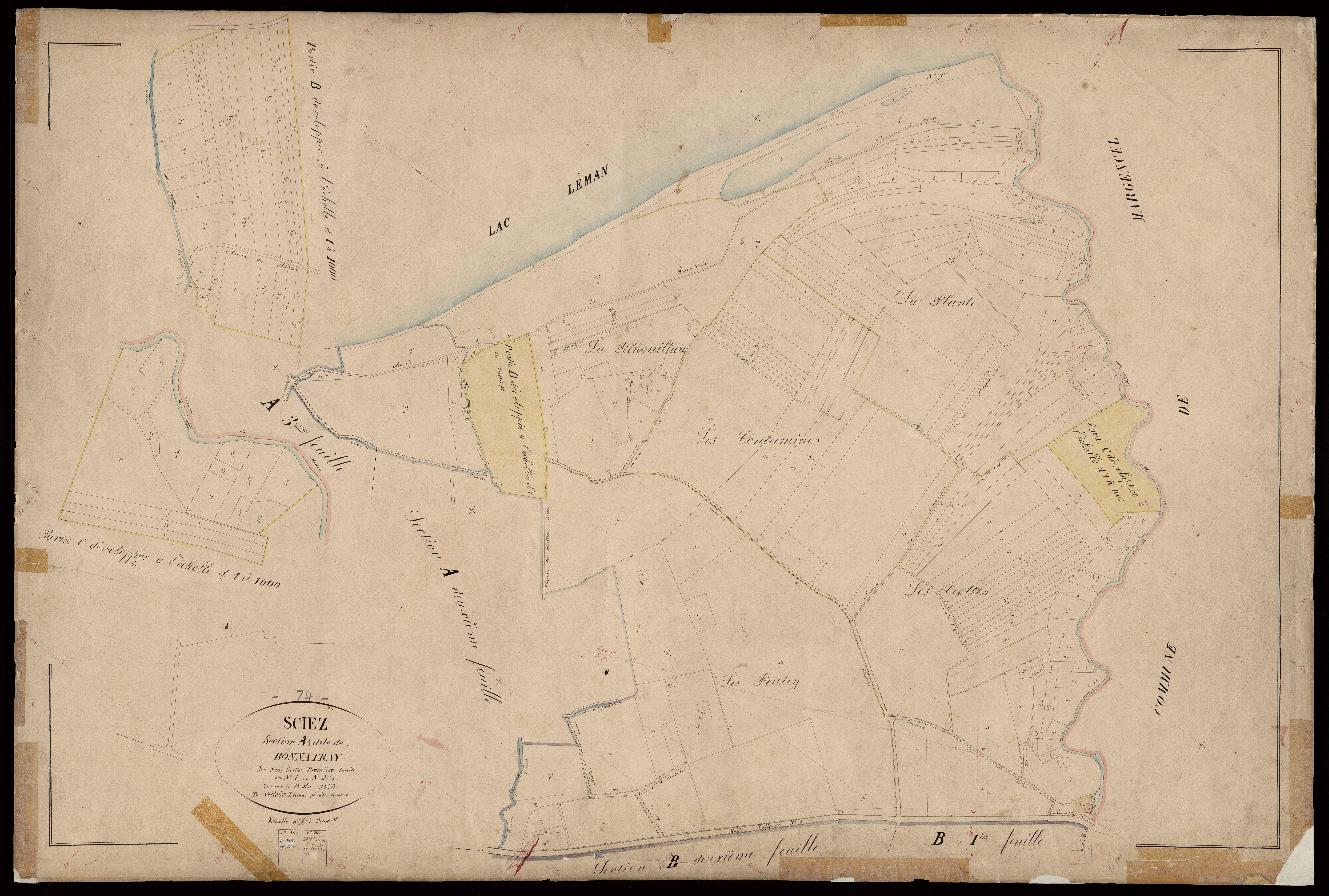 3 P 3 8135 - Feuille n° 2, parcelles n° 251 à 444 - 8 avril 1872