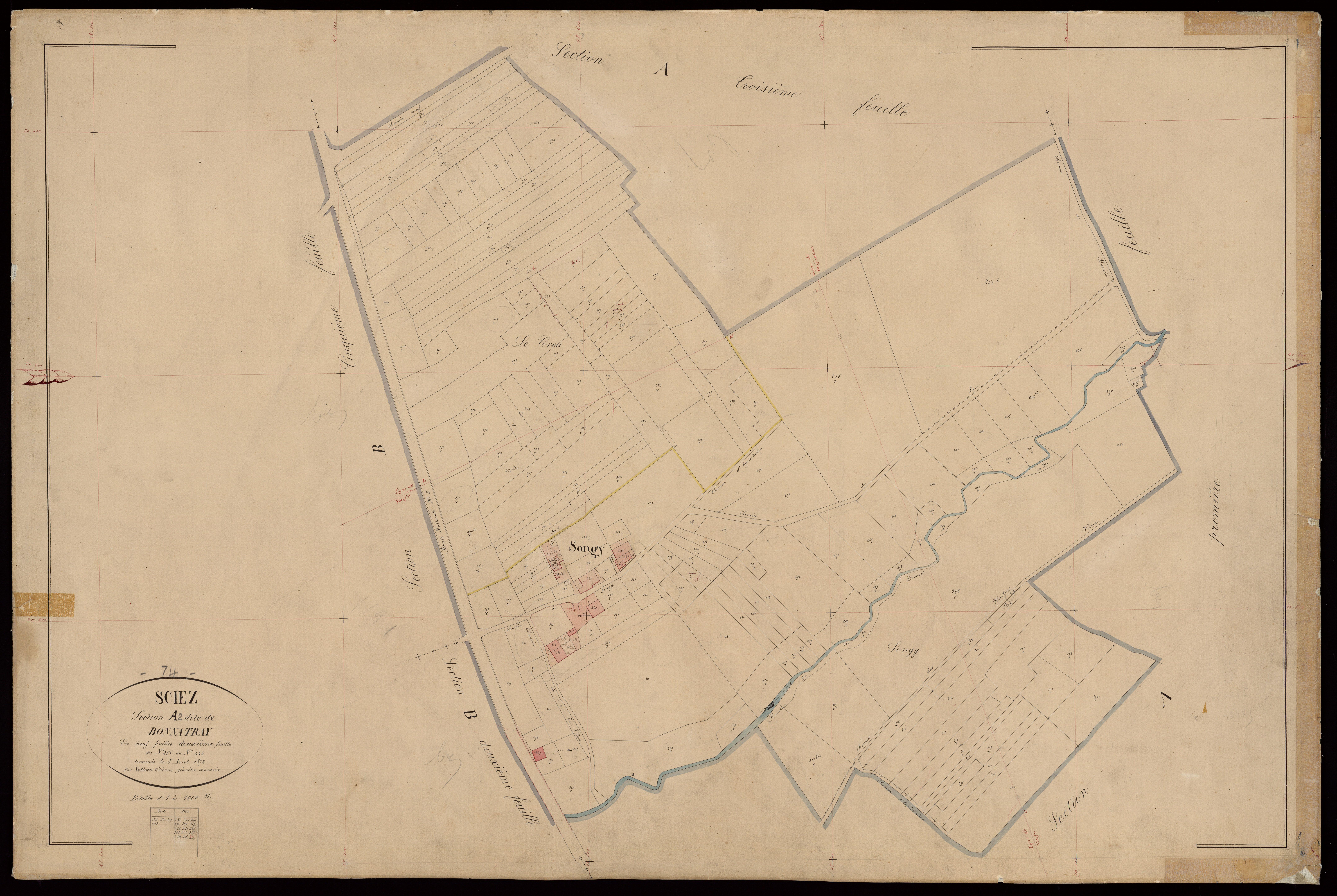 3 P 3 8136 - Feuille n° 3, parcelles n° 445 à 642 - 30 mars 1872