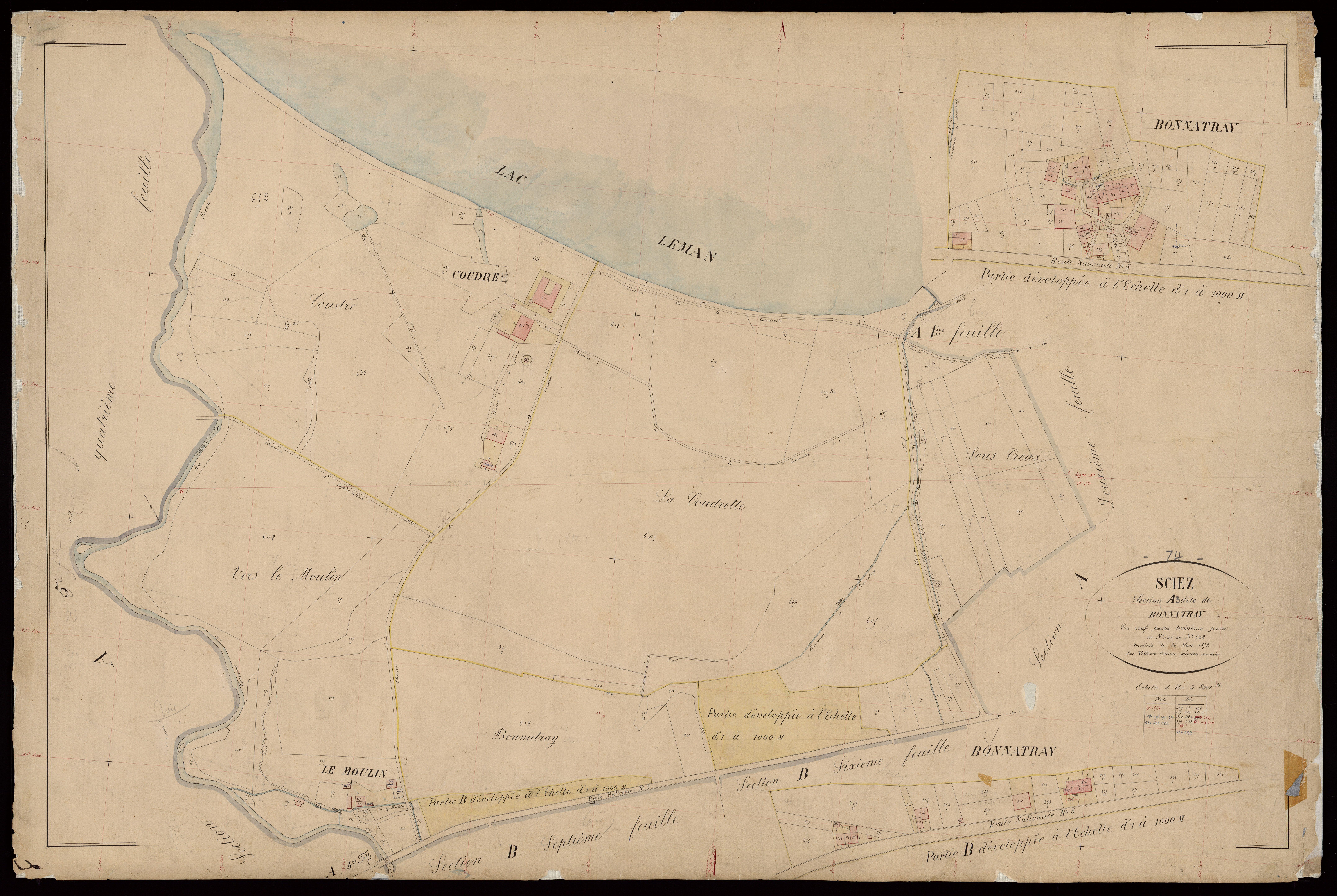 3 P 3 8137 - Feuille n° 4, parcelles n° 643 à 705 - 1er juin 1872
