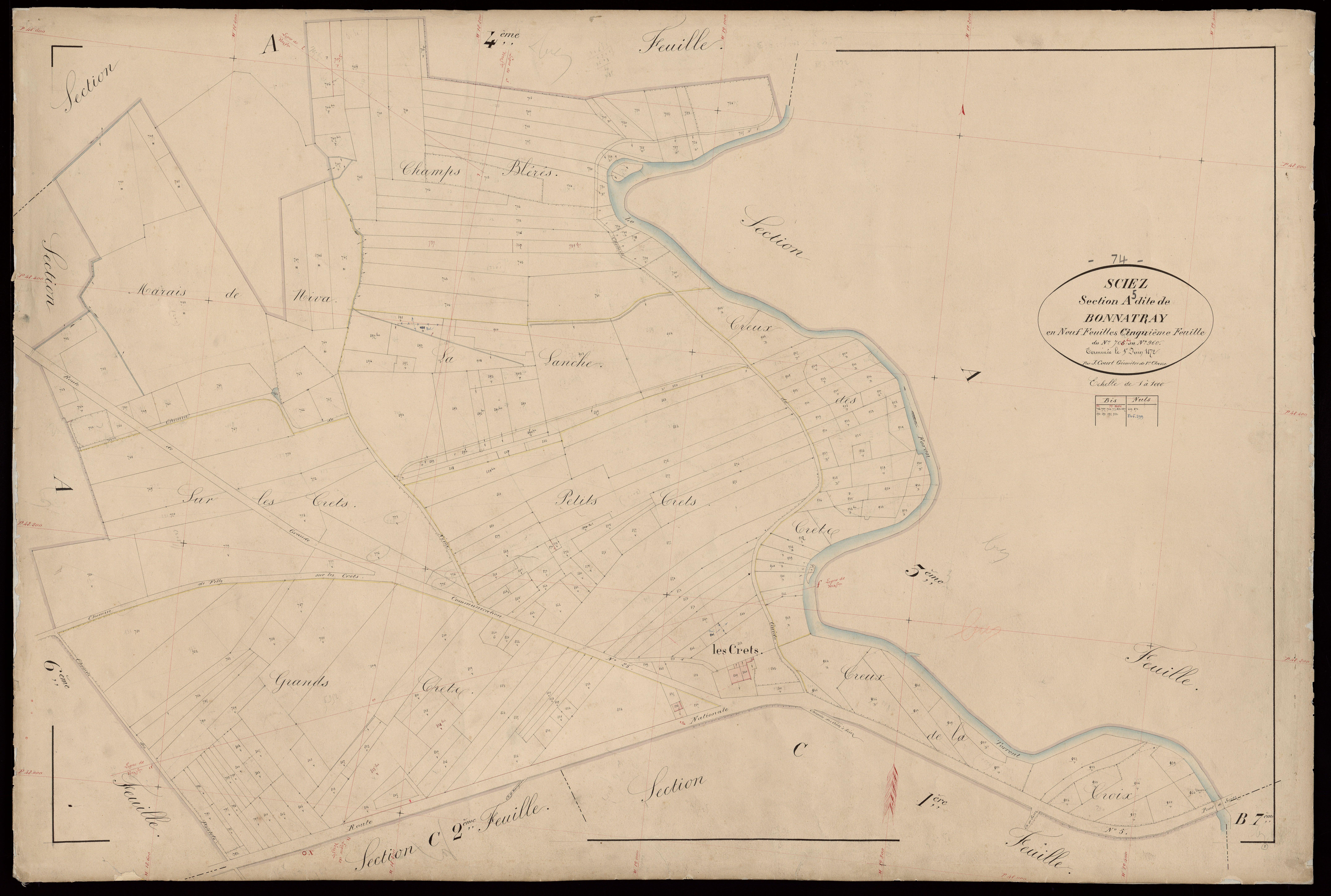 3 P 3 8139 - Feuille n° 6, parcelles n° 961 à 1106 - 1er juin 1872
