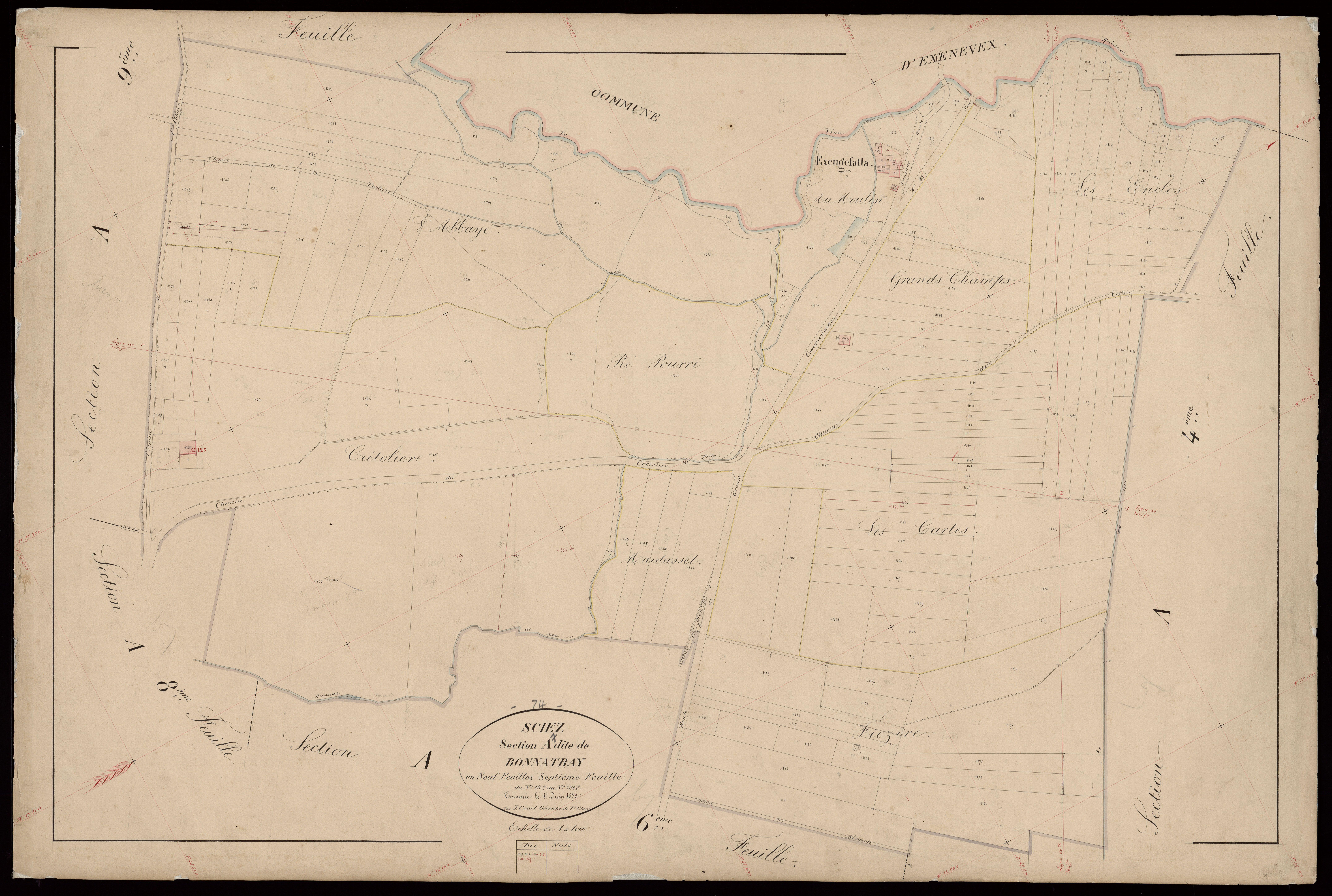 3 P 3 8141 - Feuille n° 8, parcelles n° 1269 à 1565 - 1er juin 1872