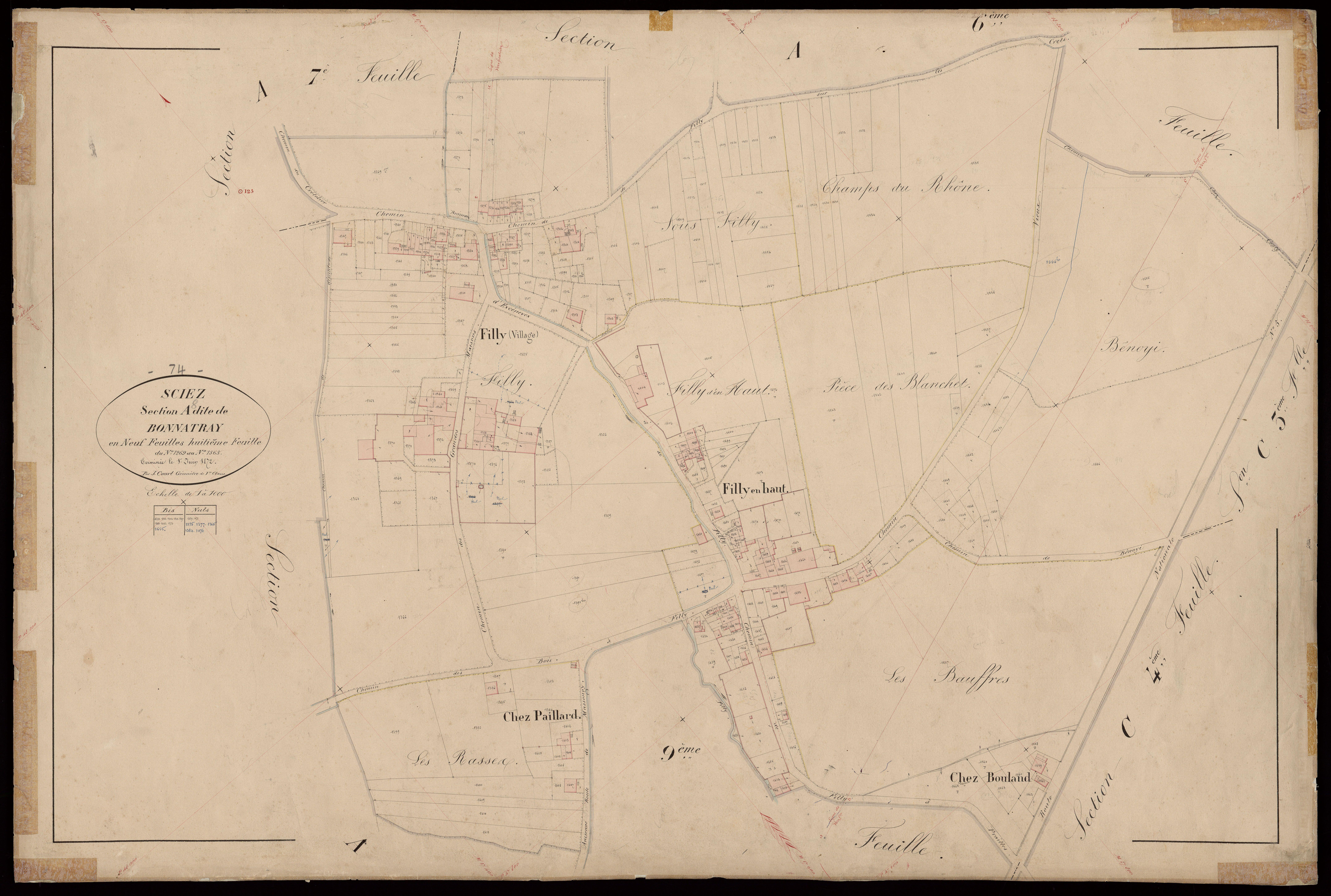 3 P 3 8142 - Feuille n° 9, parcelles n° 1566 à 1812 - 1er juin 1872
