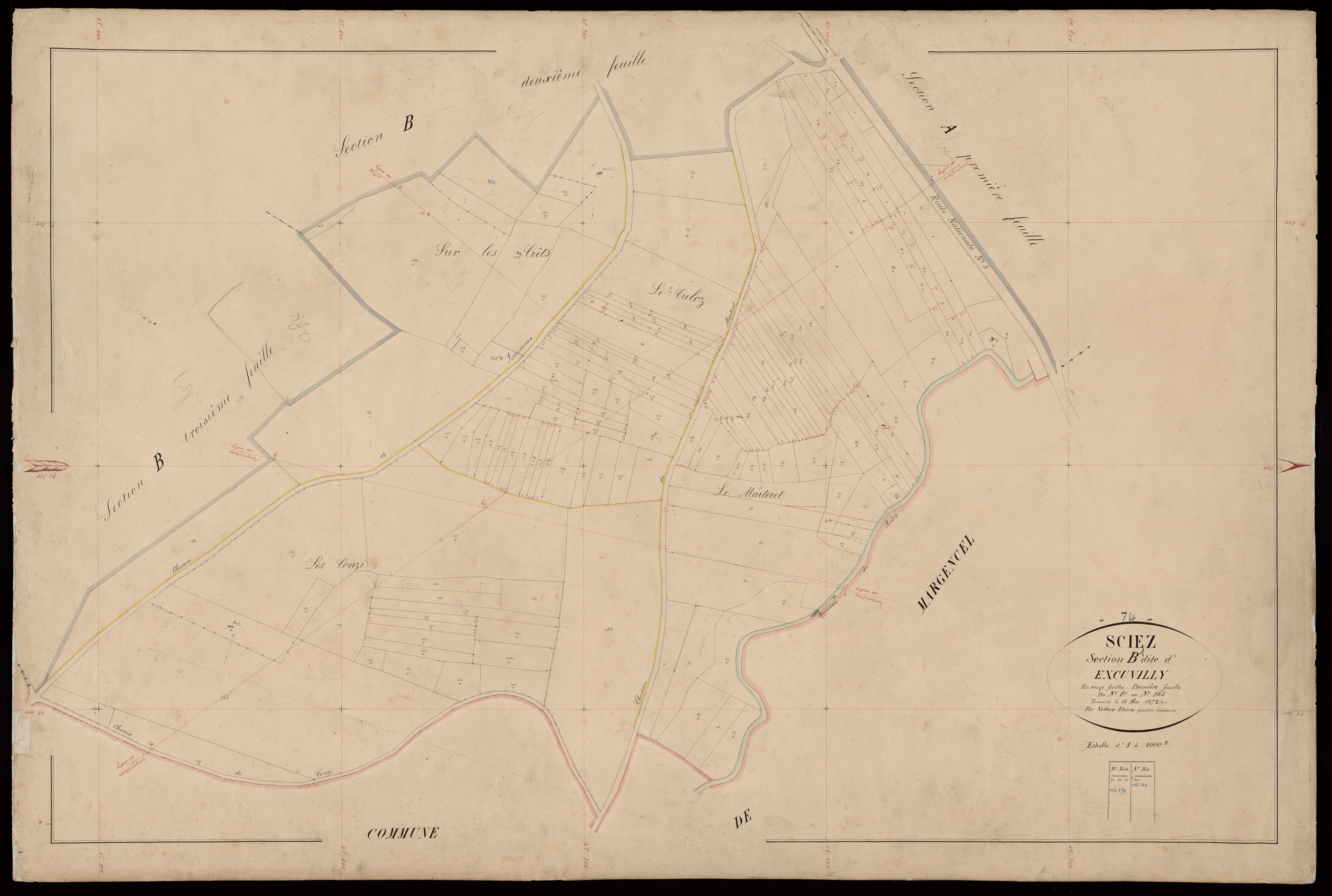 3 P 3 8144 - Feuille n° 2, parcelles n° 166 à 368 - 2 juin 1872