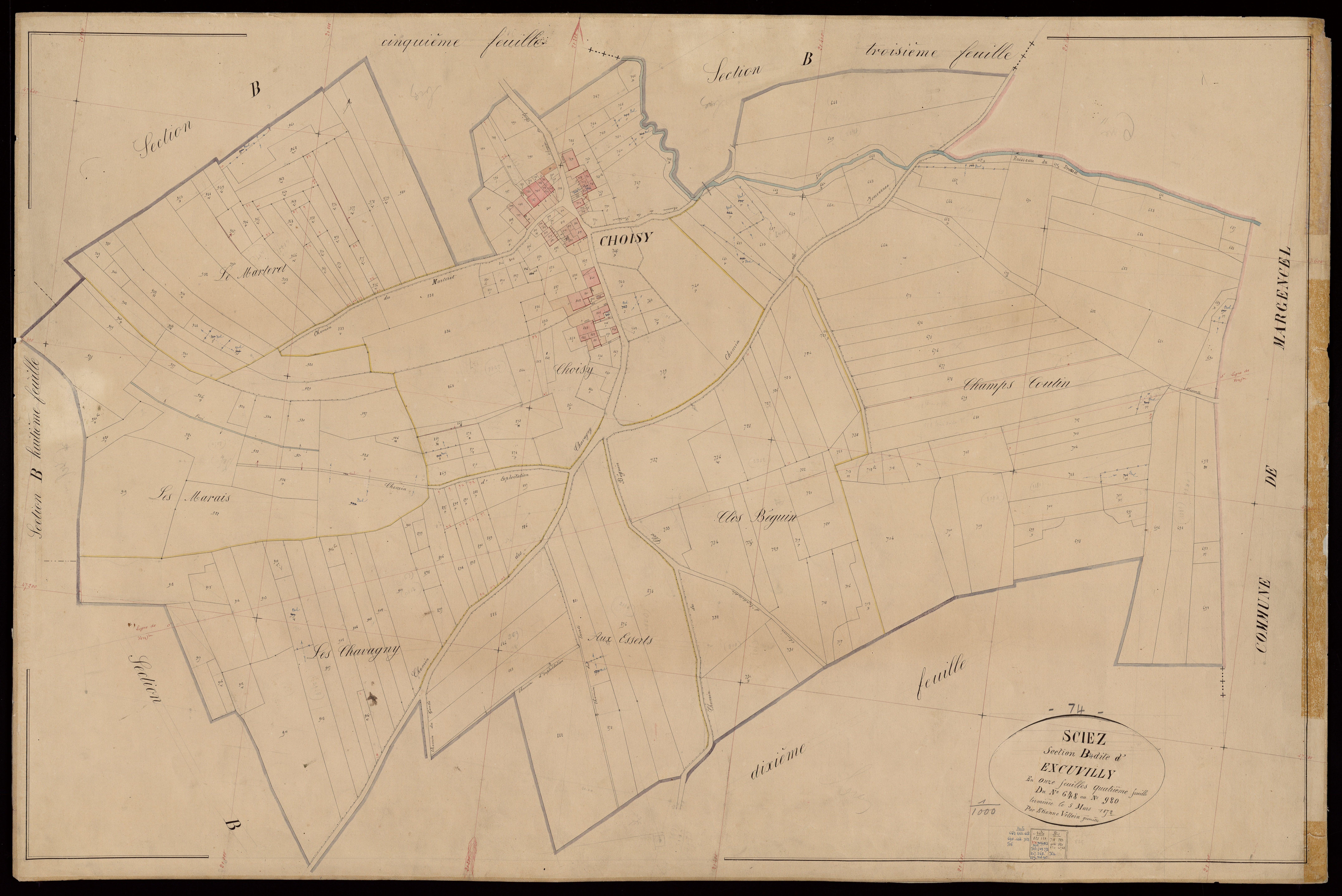 3 P 3 8147 - Feuille n° 5, parcelles n° 981 à 1283 - 20 février 1872