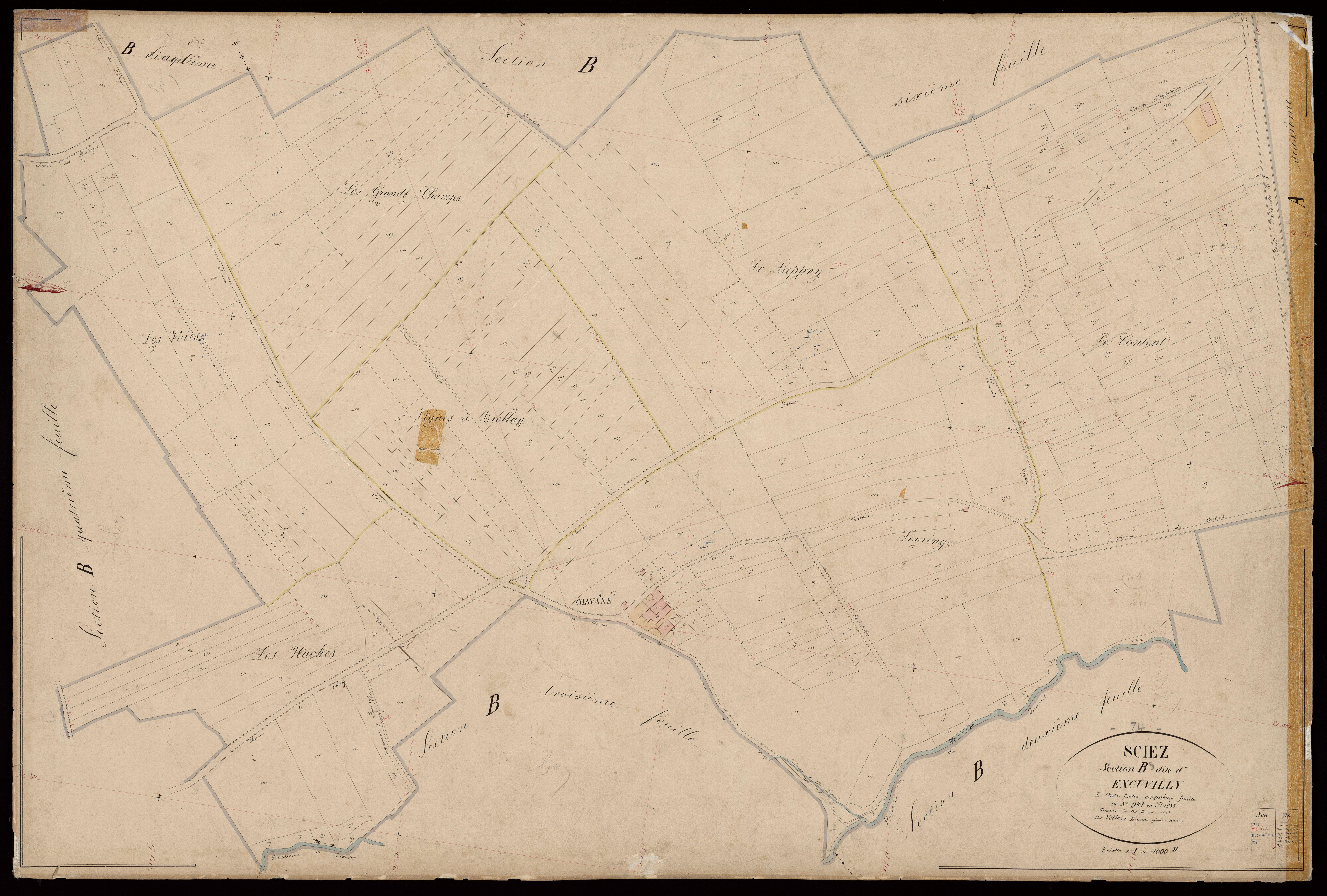 3 P 3 8148 - Feuille n° 6, parcelles n° 1284 à 1514 - 10 juillet 1872