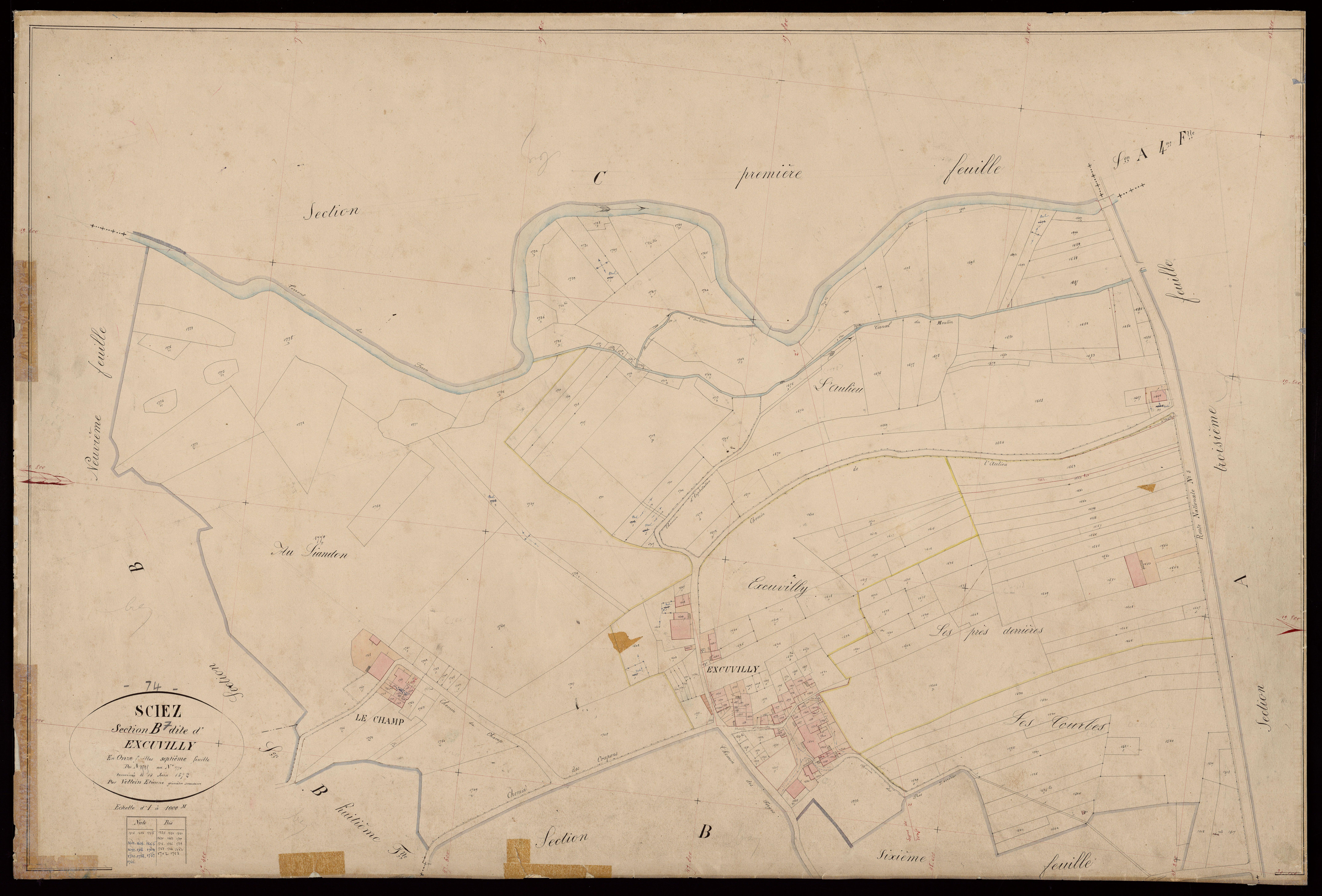 3 P 3 8150 - Feuille n° 8, parcelles n° 1779 à 1920 - 15 juillet 1872