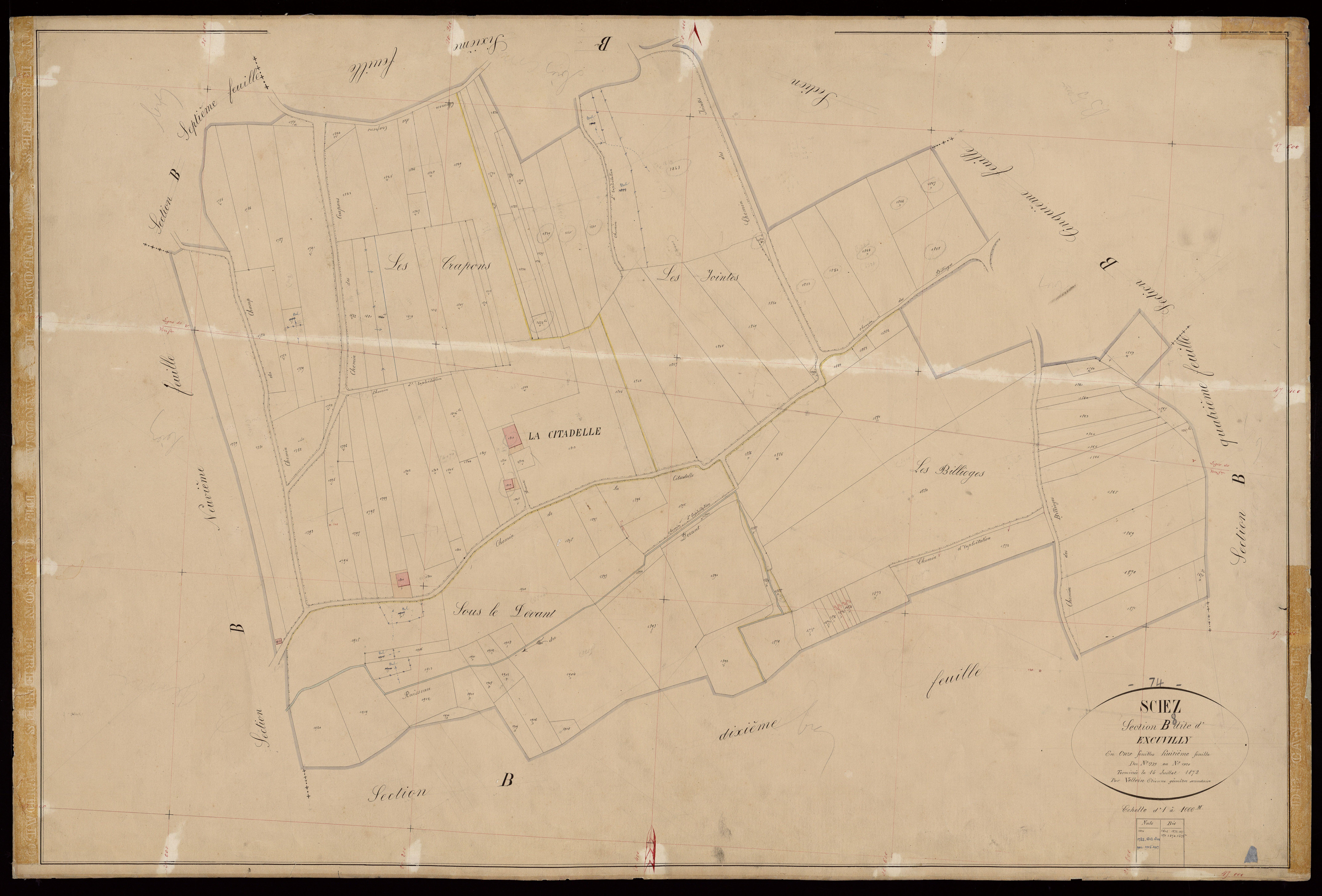 3 P 3 8151 - Feuille n° 9, parcelles n° 1921 à 1991 - 10 août 1872