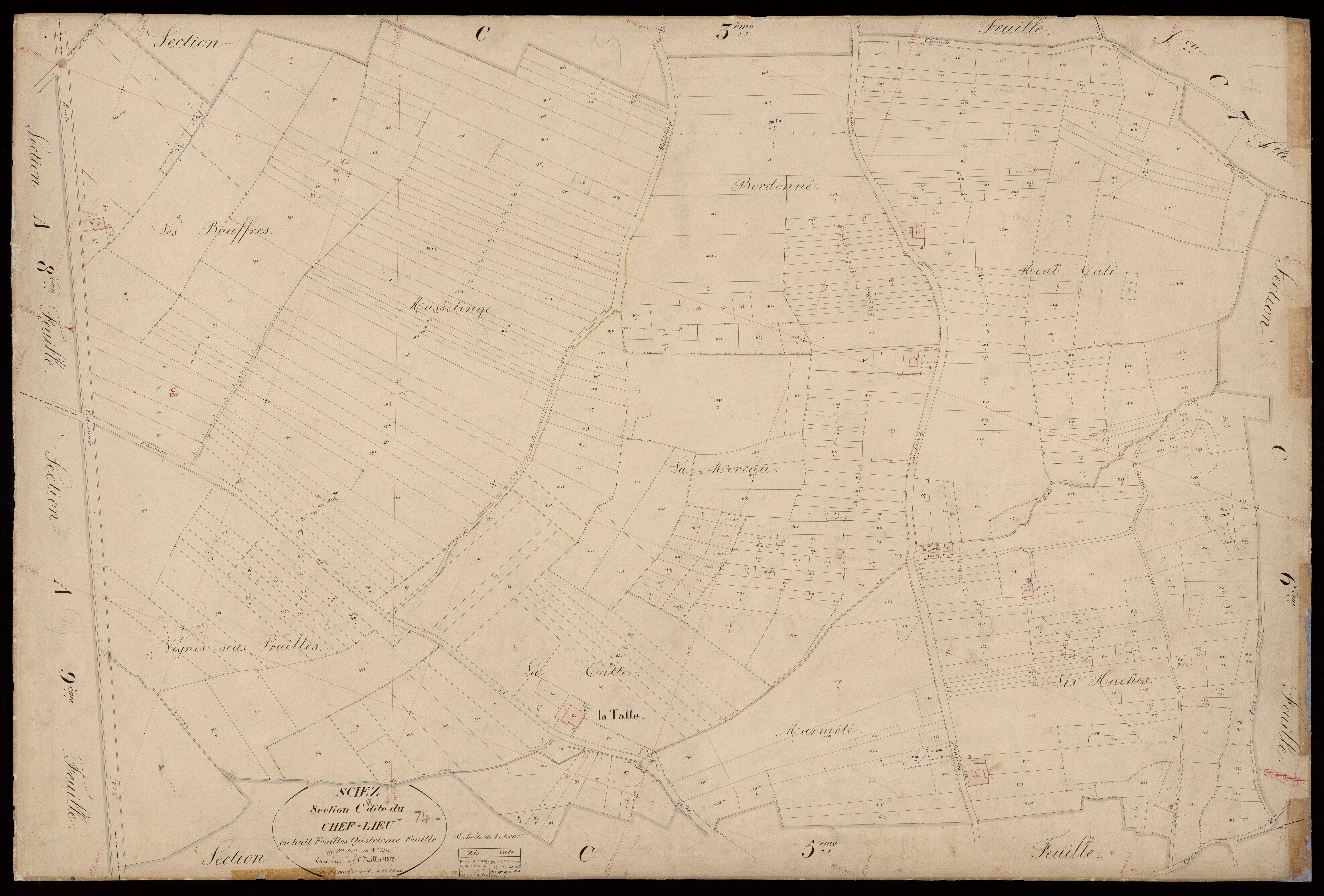 3 P 3 8158 - Feuille n° 5, parcelles n° 1336 à 1689 - 1er juillet 1872