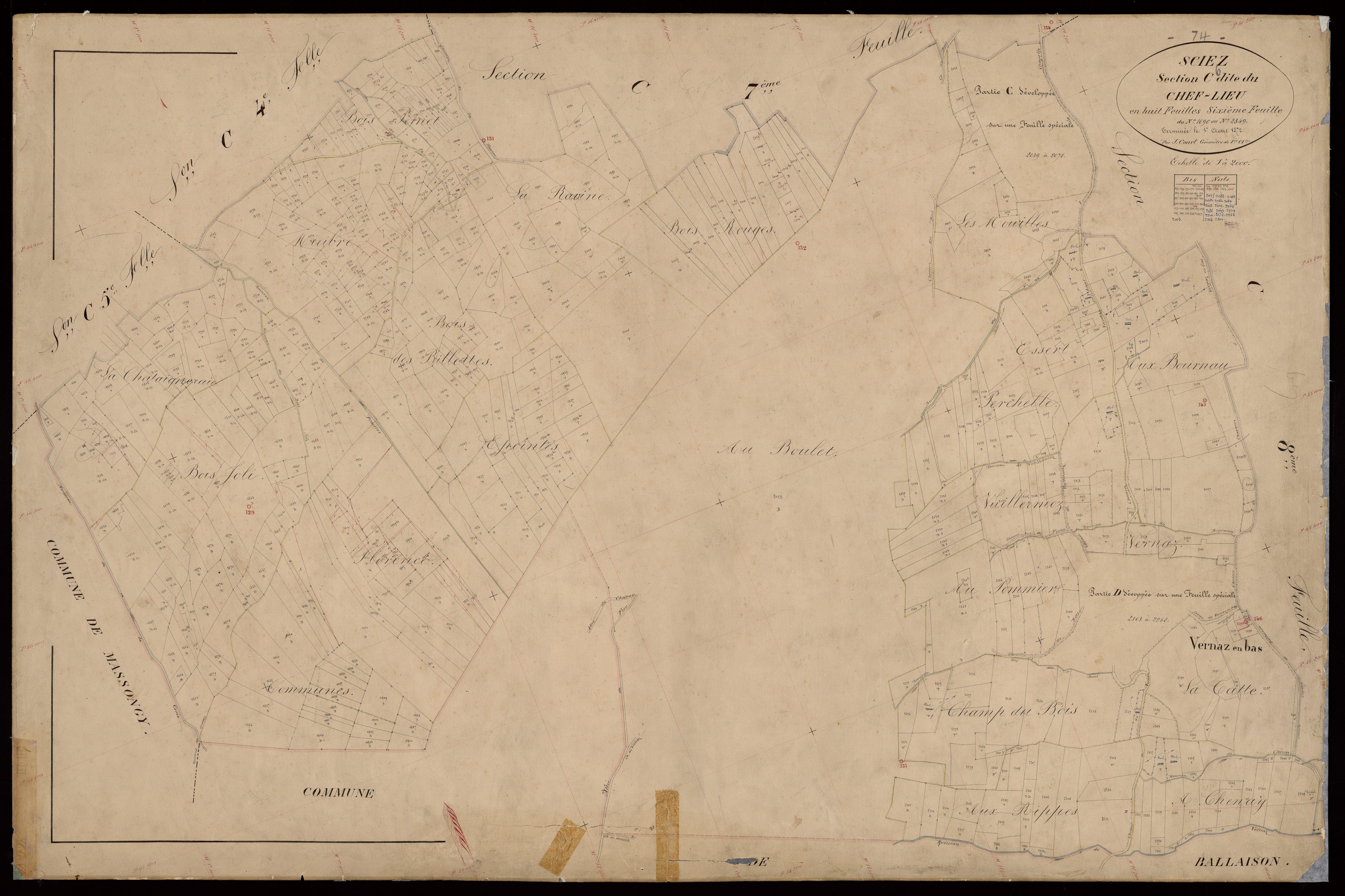3 P 3 8160 - Feuille n° 7, parcelles n° 2350 à 2891 - 1er août 1872