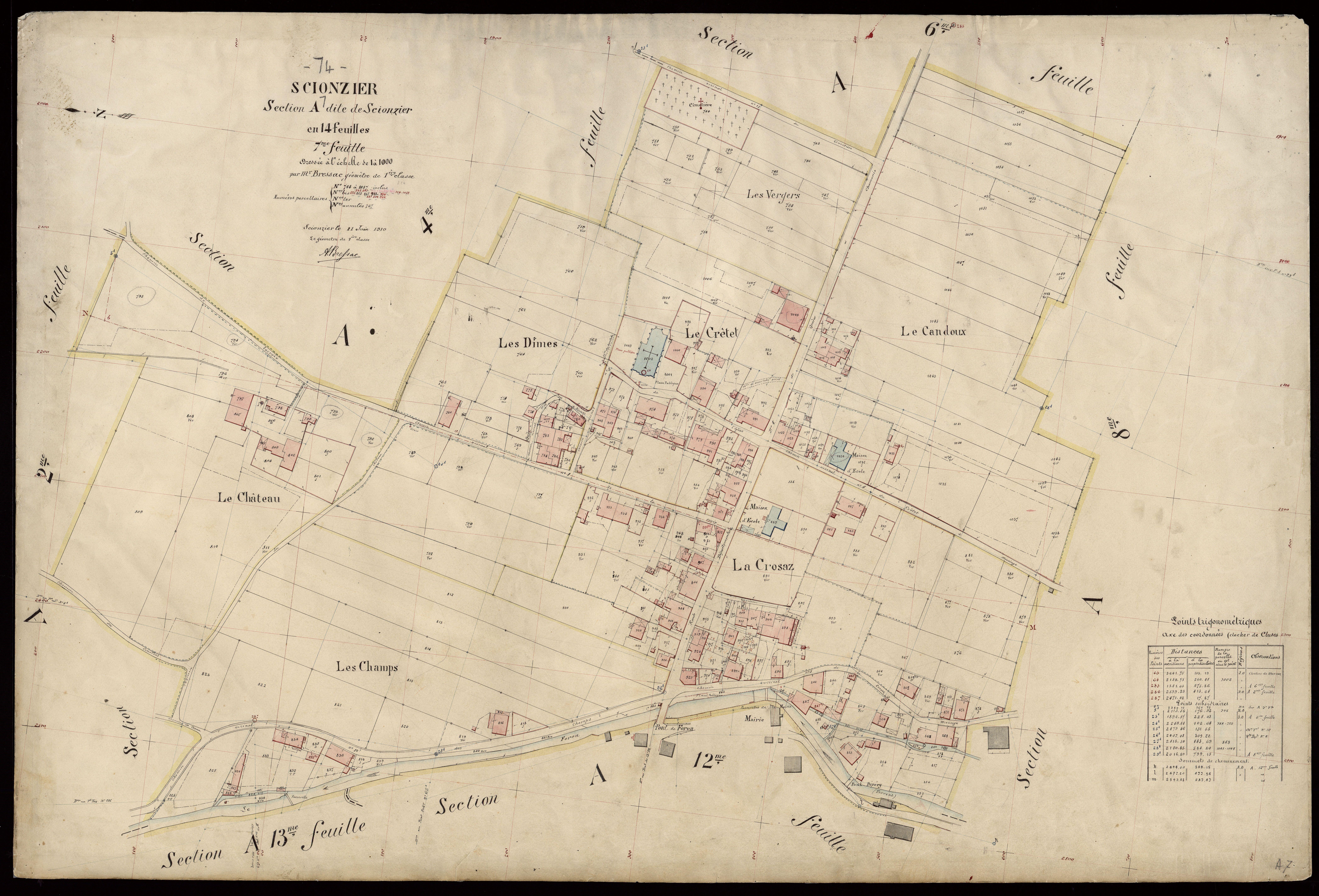 3 P 3 8172 - Feuille n° 8, parcelles n° 1058 à 1416 - 11 juin 1910