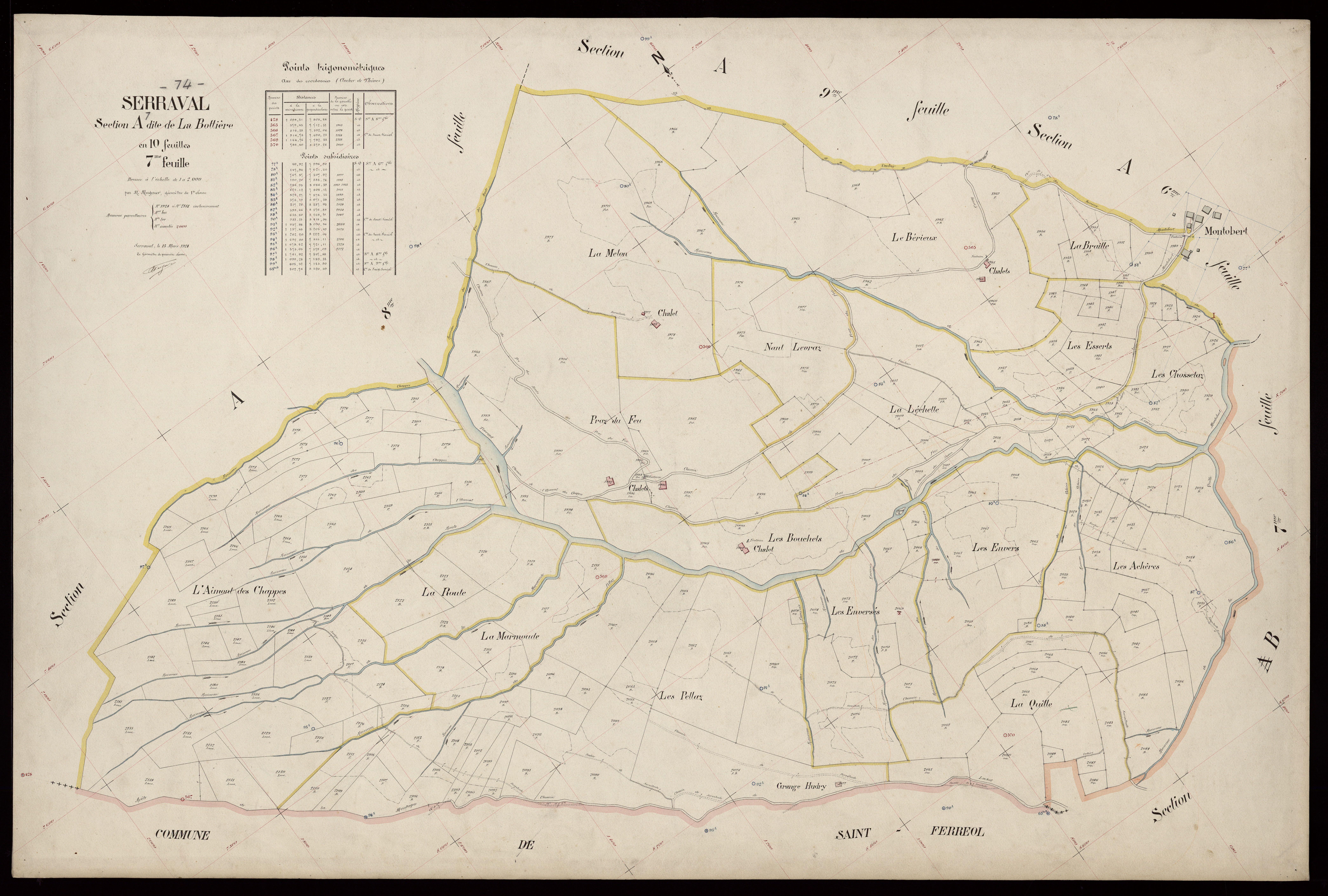 3 P 3 8192 - Feuille n° 8, parcelles n° 2182 à 2258 - 15 mars 1924