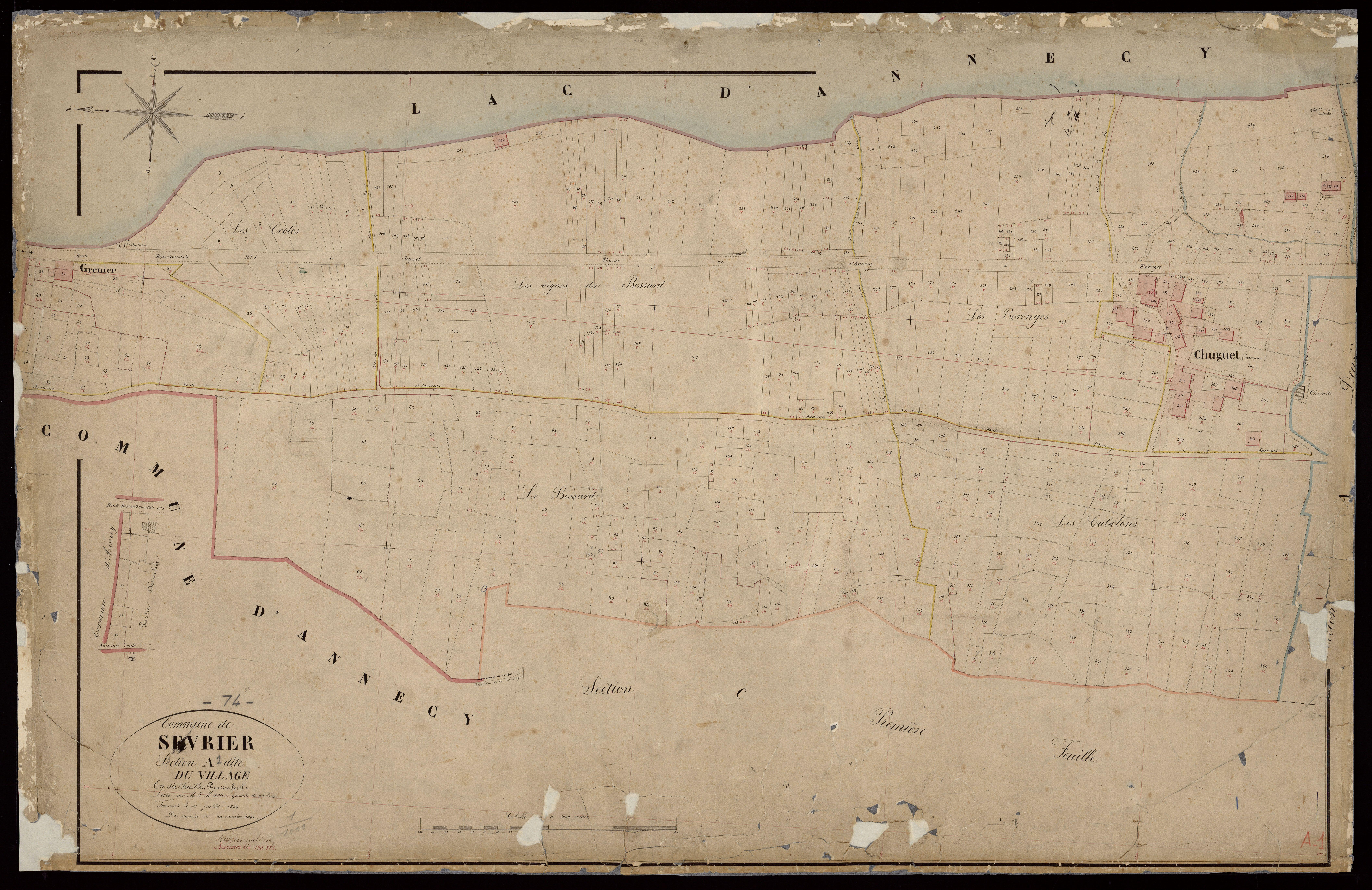 3 P 3 8217 - Feuille n° 2, parcelles n° 441 à 1031 - 10 juillet 1864