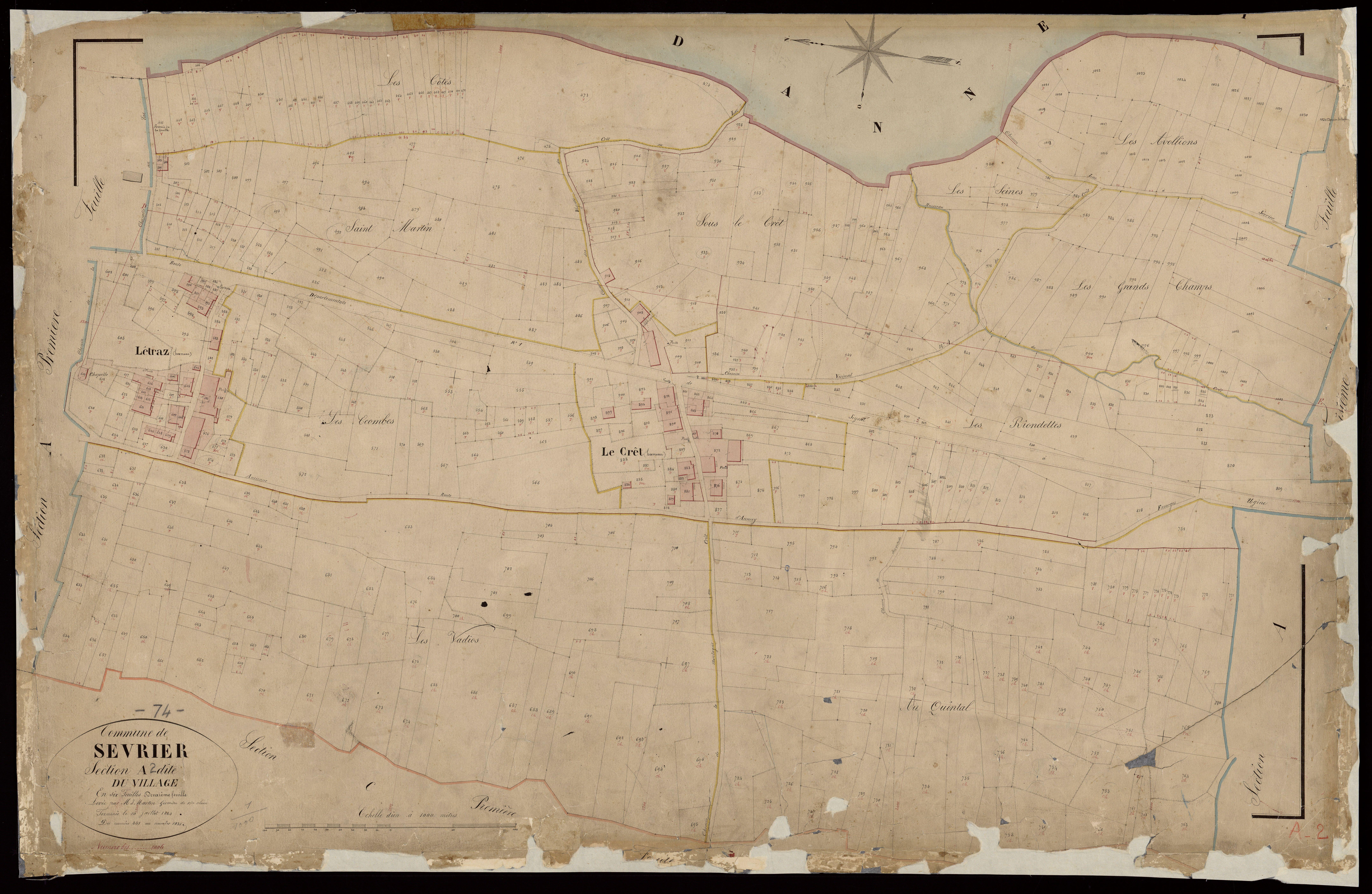 3 P 3 8218 - Feuille n° 3, parcelles n° 1032 à 1400 - 10 juillet 1864