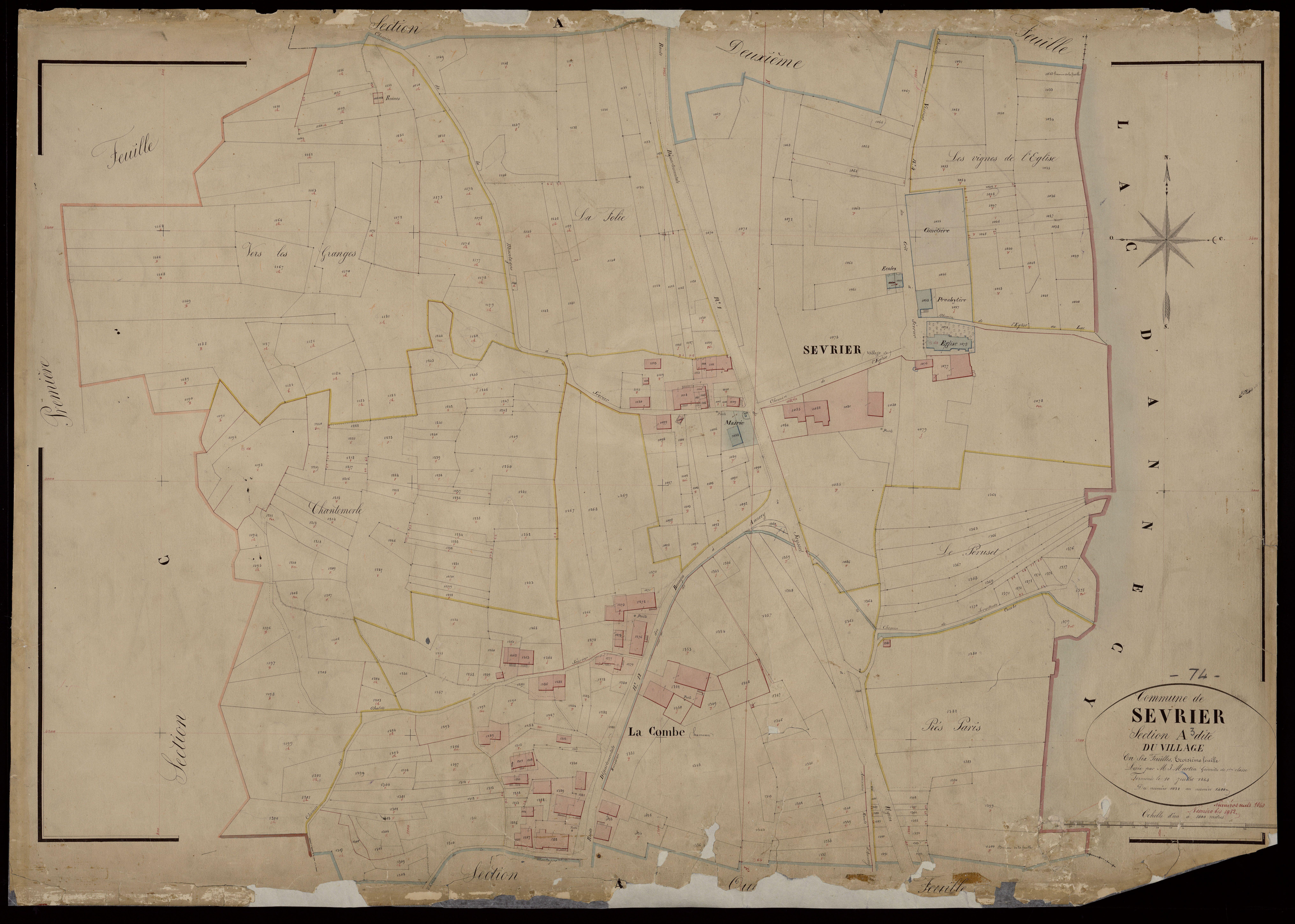3 P 3 8219 - Feuille n° 4, parcelles n° 1401 à 1742 - 10 juillet 1864