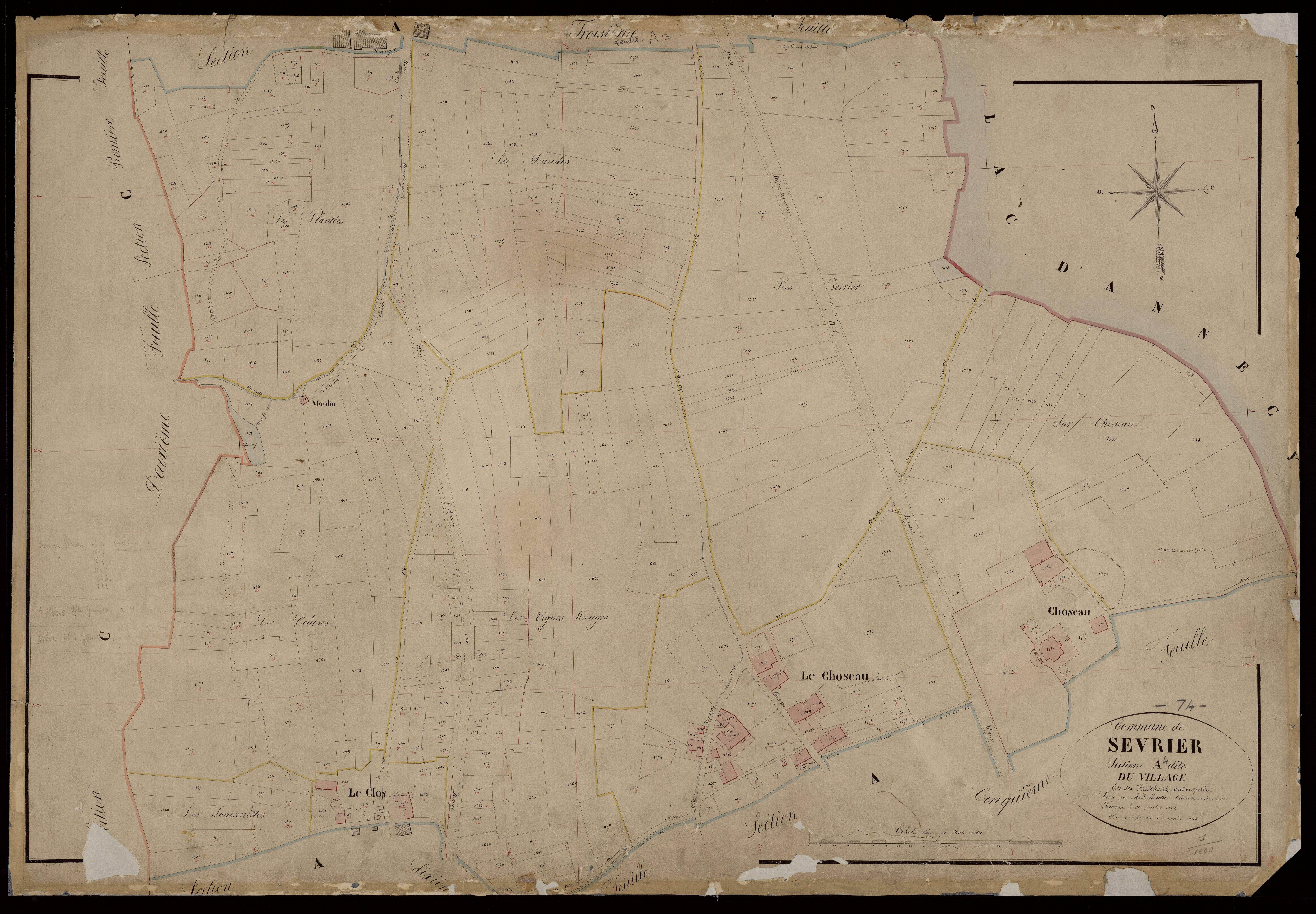 3 P 3 8220 - Feuille n° 5, parcelles n° 1743 à 1895 - 10 juillet 1864