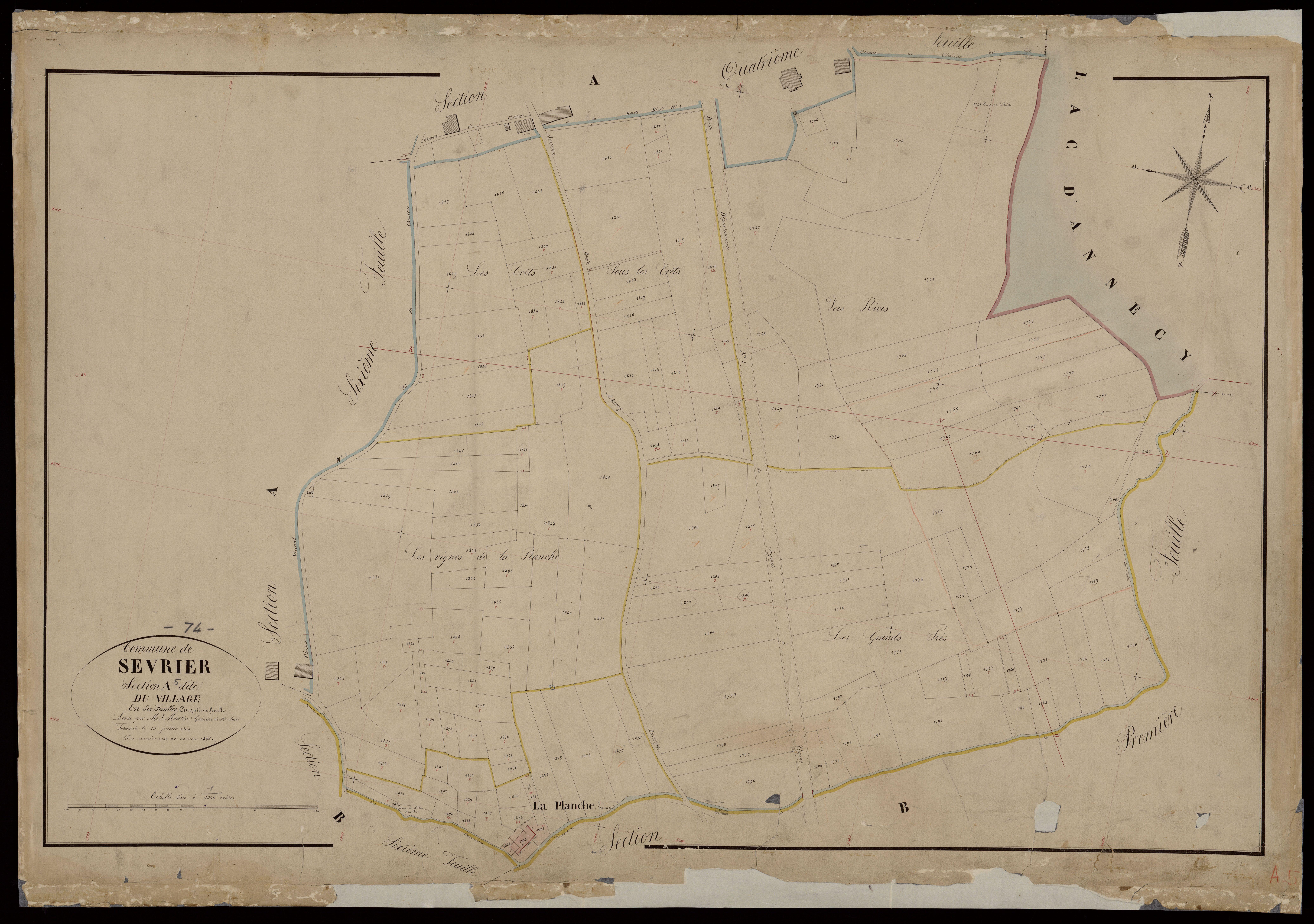 3 P 3 8221 - Feuille n° 6, parcelles n° 1896 à 2168 - 10 juillet 1864