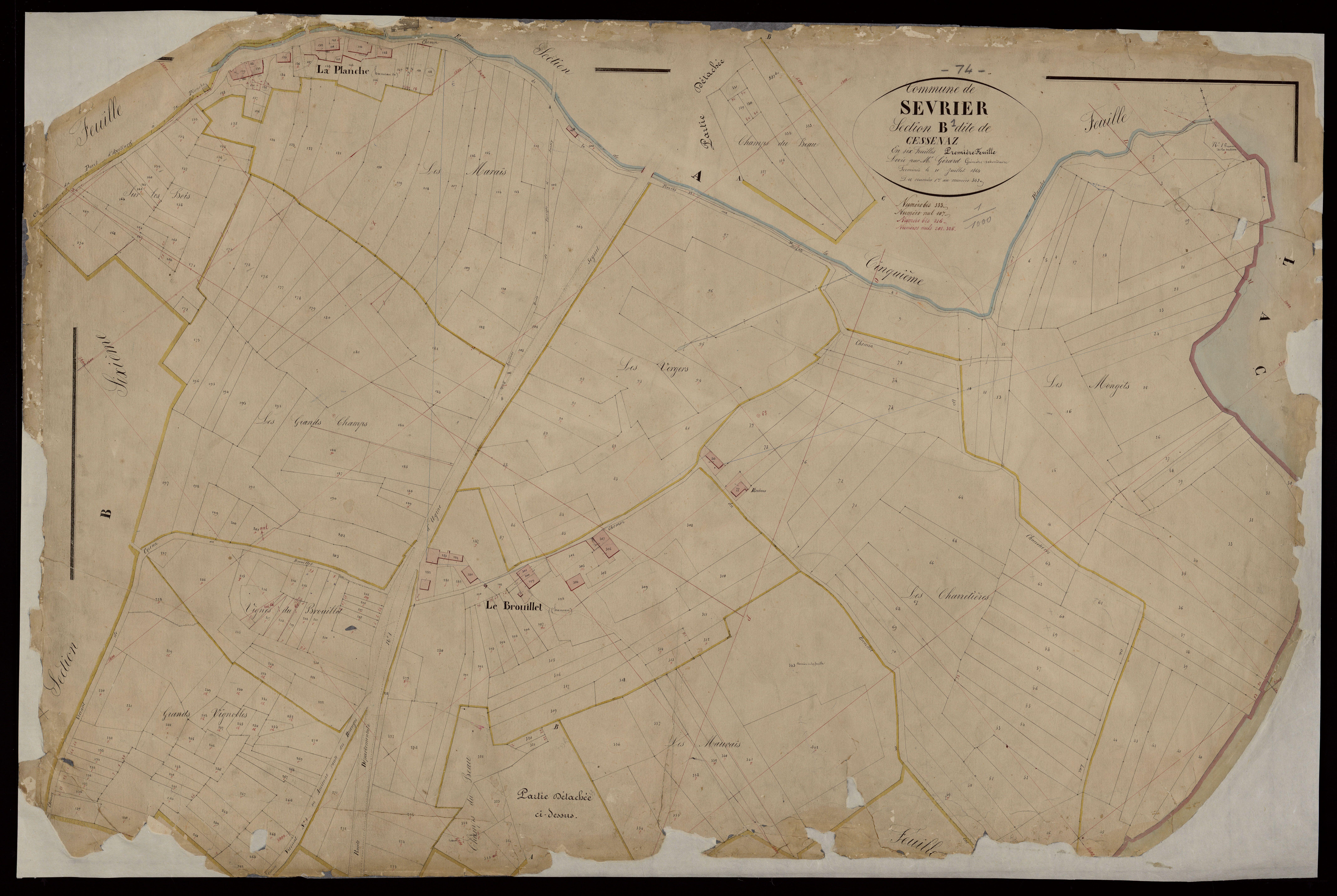 3 P 3 8223 - Feuille n° 2, parcelles n° 344 à 573 - 10 juillet 1864