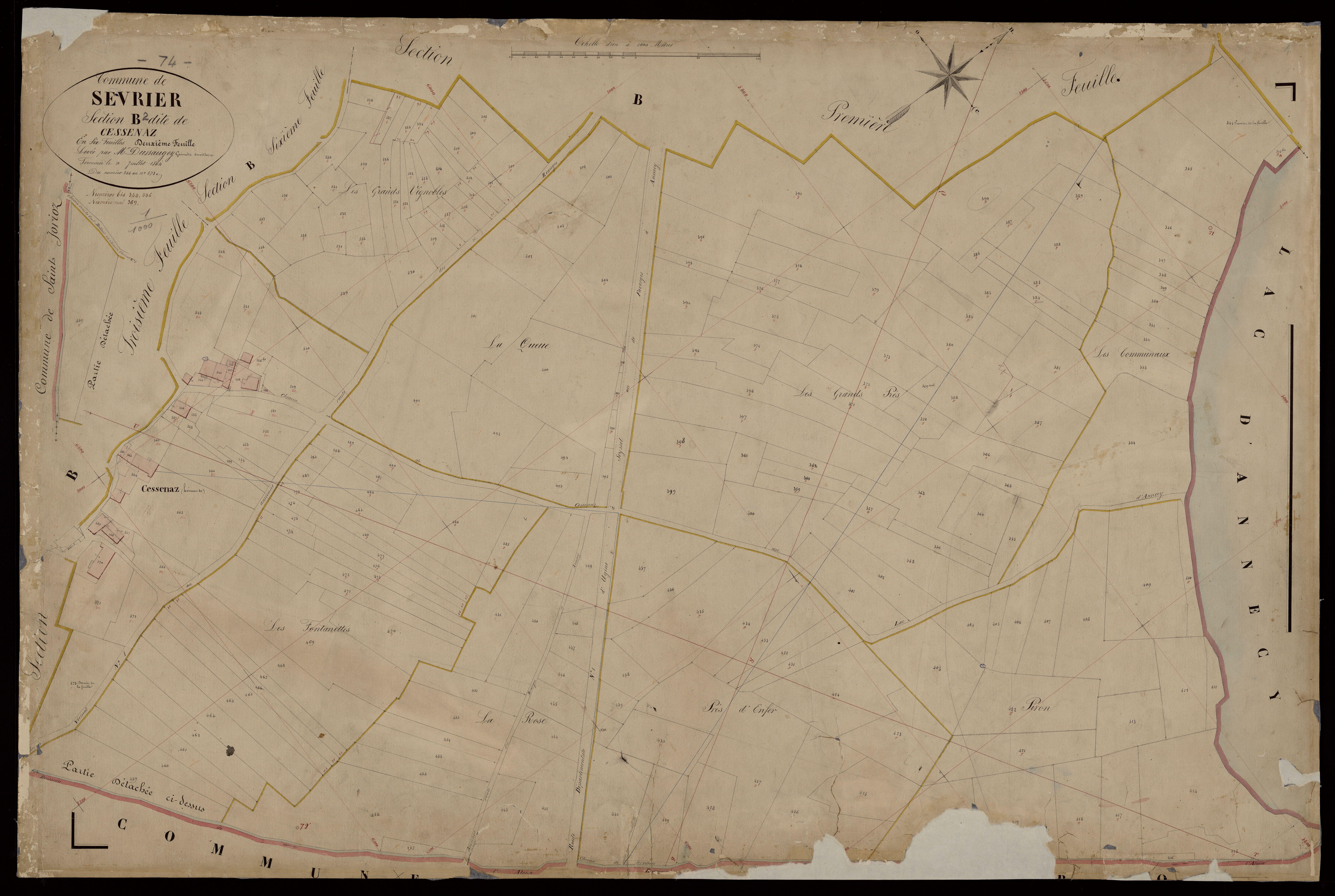 3 P 3 8224 - Feuille n° 3, parcelles n° 574 à 831 - 10 juillet 1864