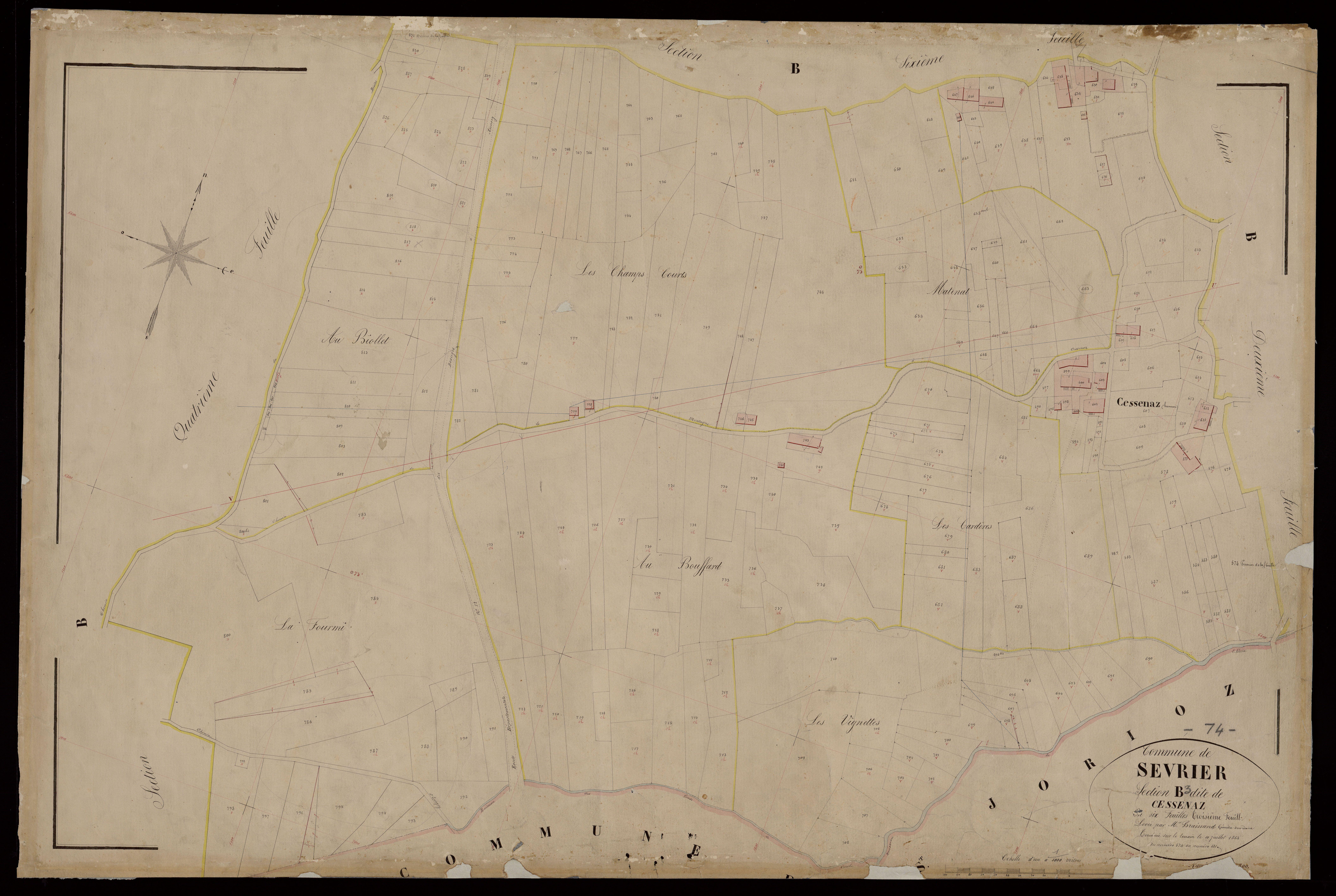 3 P 3 8225 - Feuille n° 4, parcelles n° 832 à 996 - 10 juillet 1864