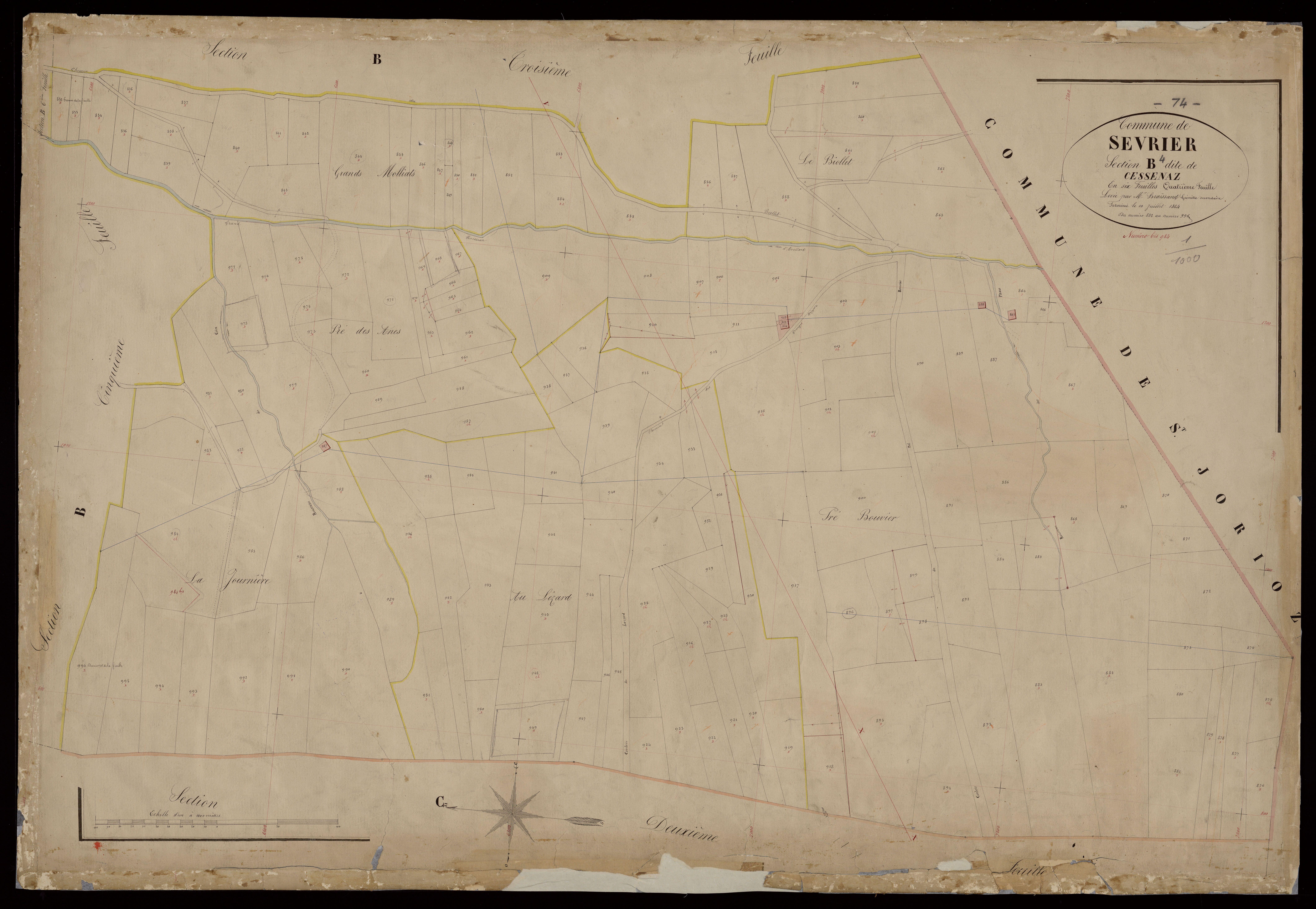 3 P 3 8226 - Feuille n° 5, parcelles n° 997 à 1173 - 10 juillet 1864