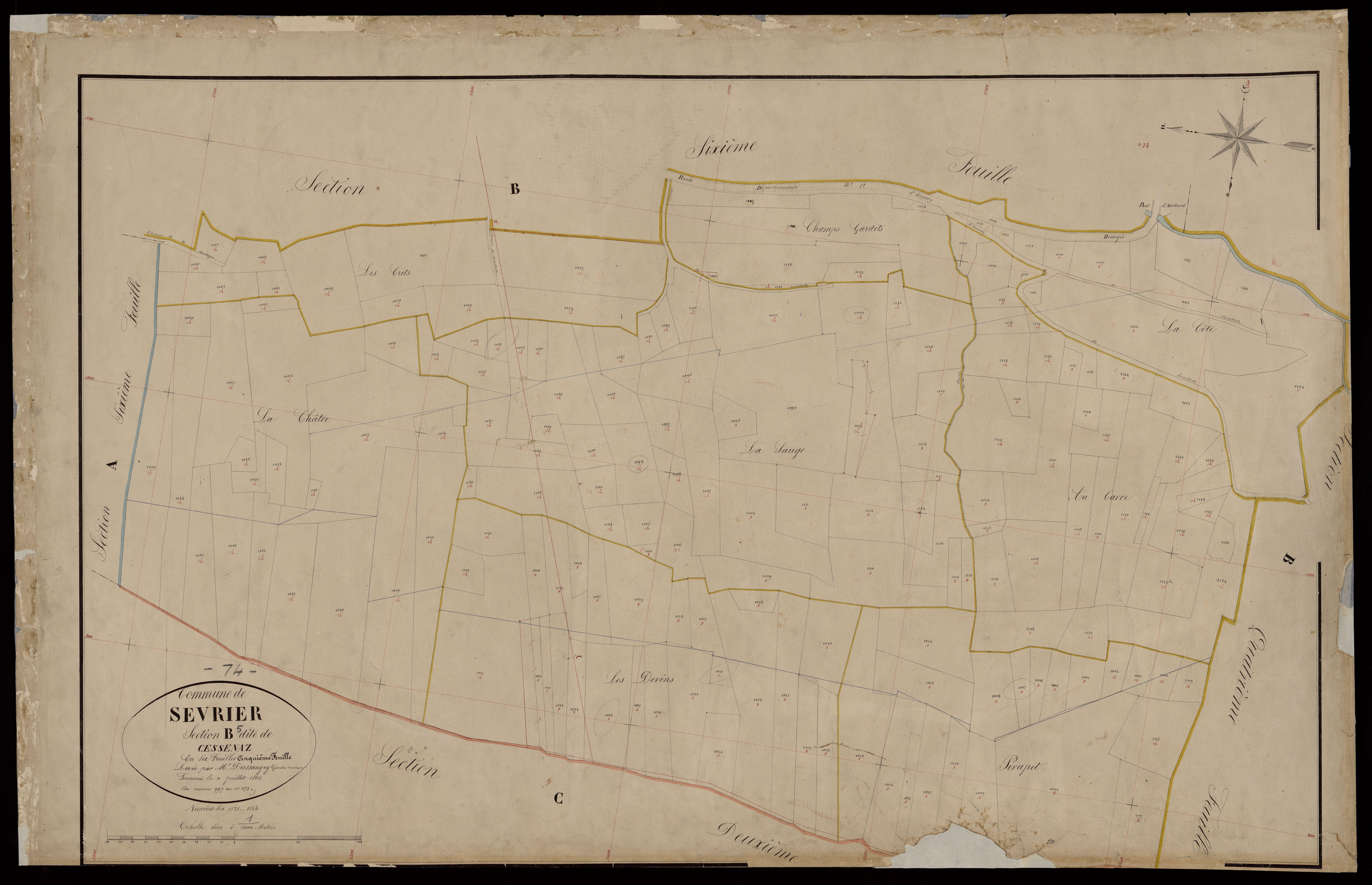 3 P 3 8227 - Feuille n° 6, parcelles n° 1174 à 1509 - 10 juillet 1864