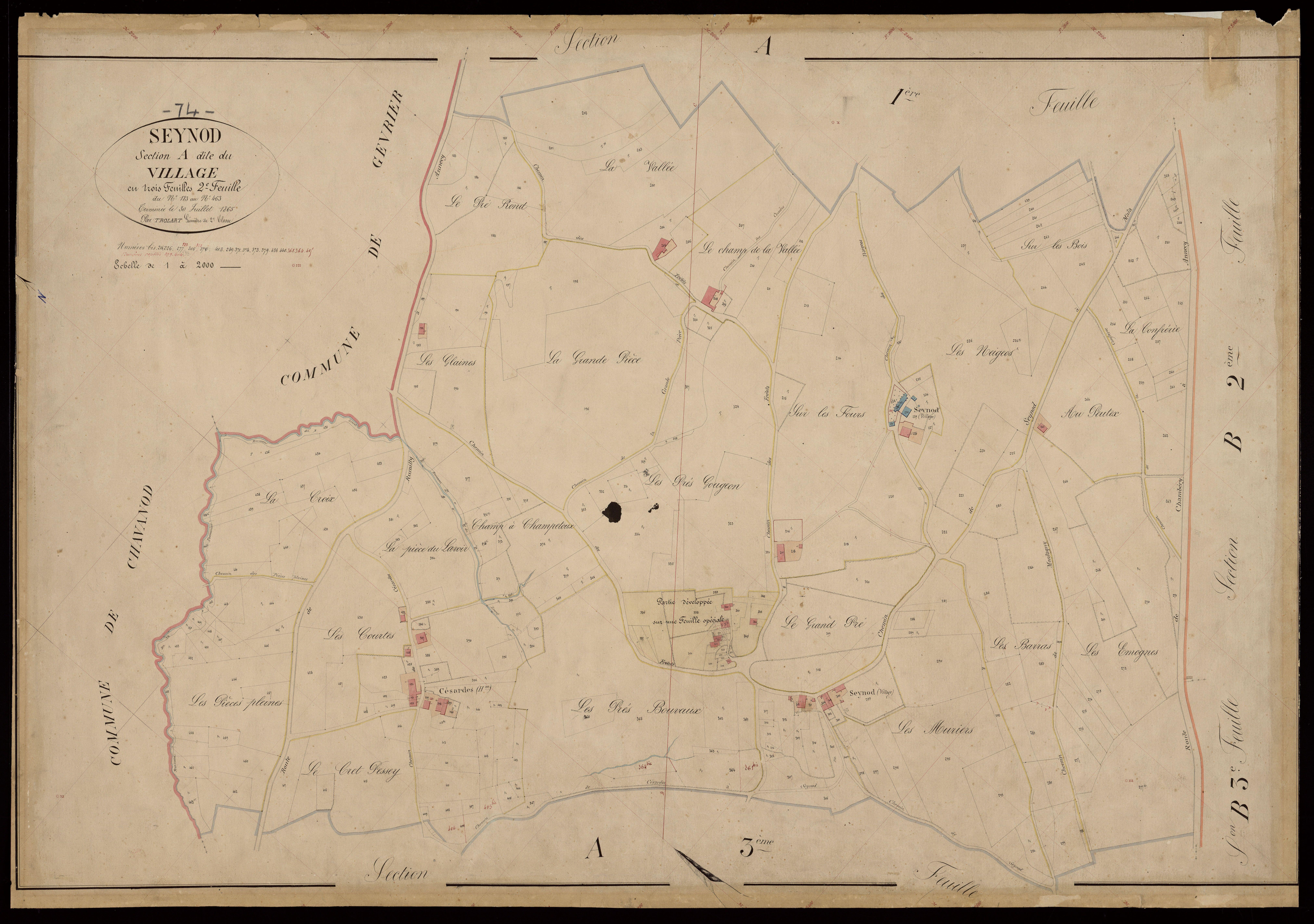 3 P 3 8234 - Feuille n° 3, parcelles n° 464 à 887 - 30 juillet 1865
