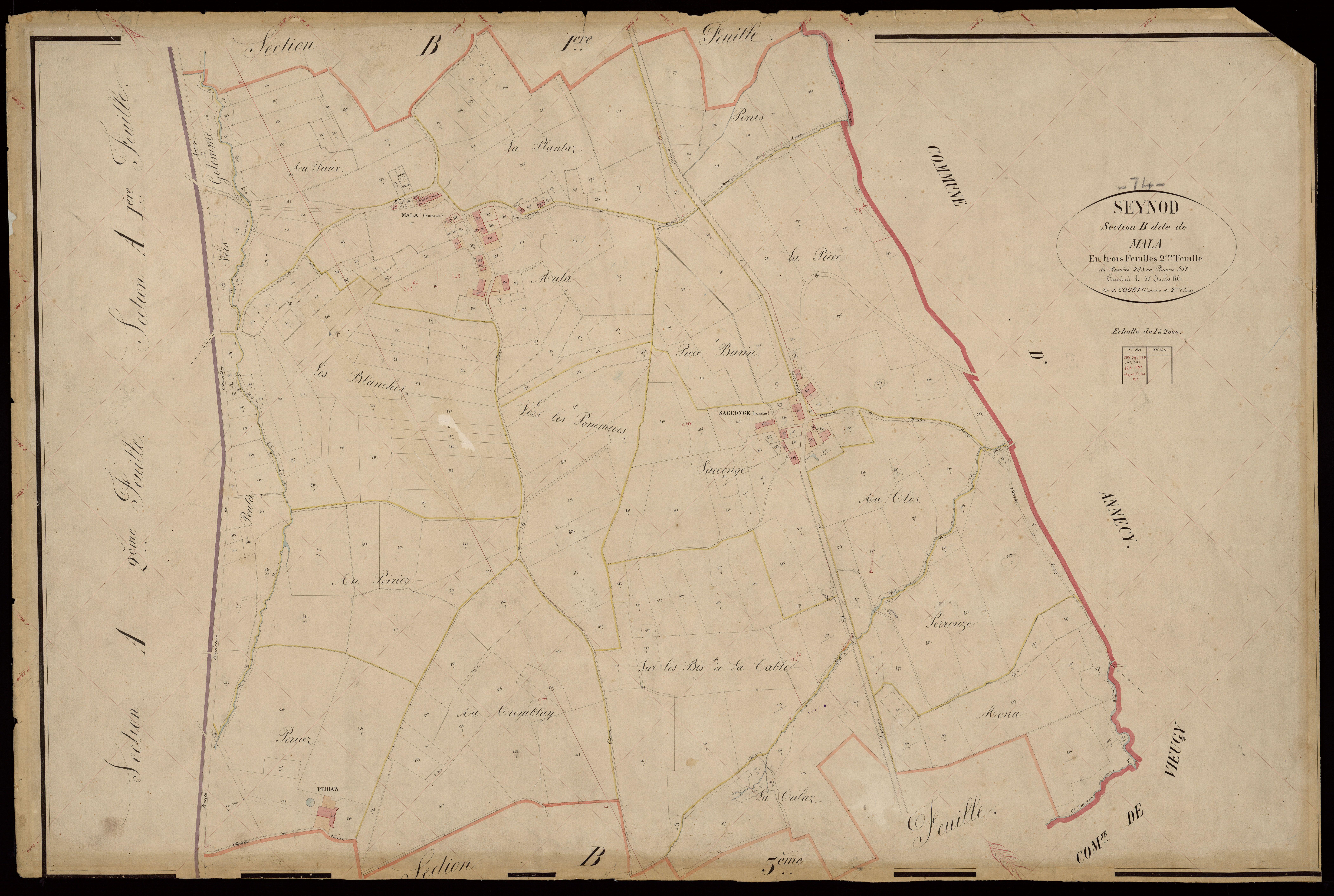 3 P 3 8238 - Feuille n° 3, parcelles n° 552 à 729 - 30 juillet 1865